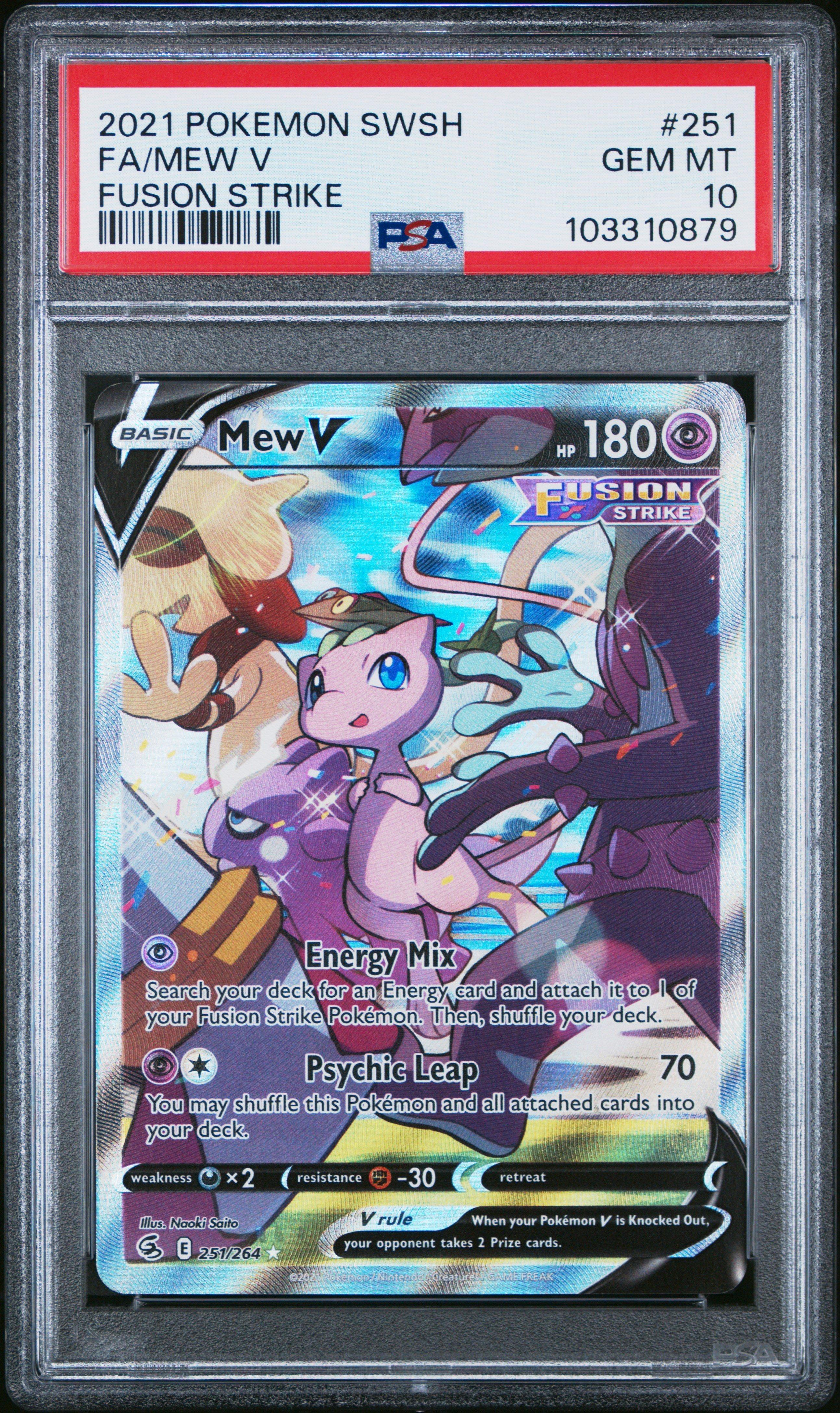 2021 Pokemon Sword & Shield Fusion Strike 251 Full Art/mew V PSA