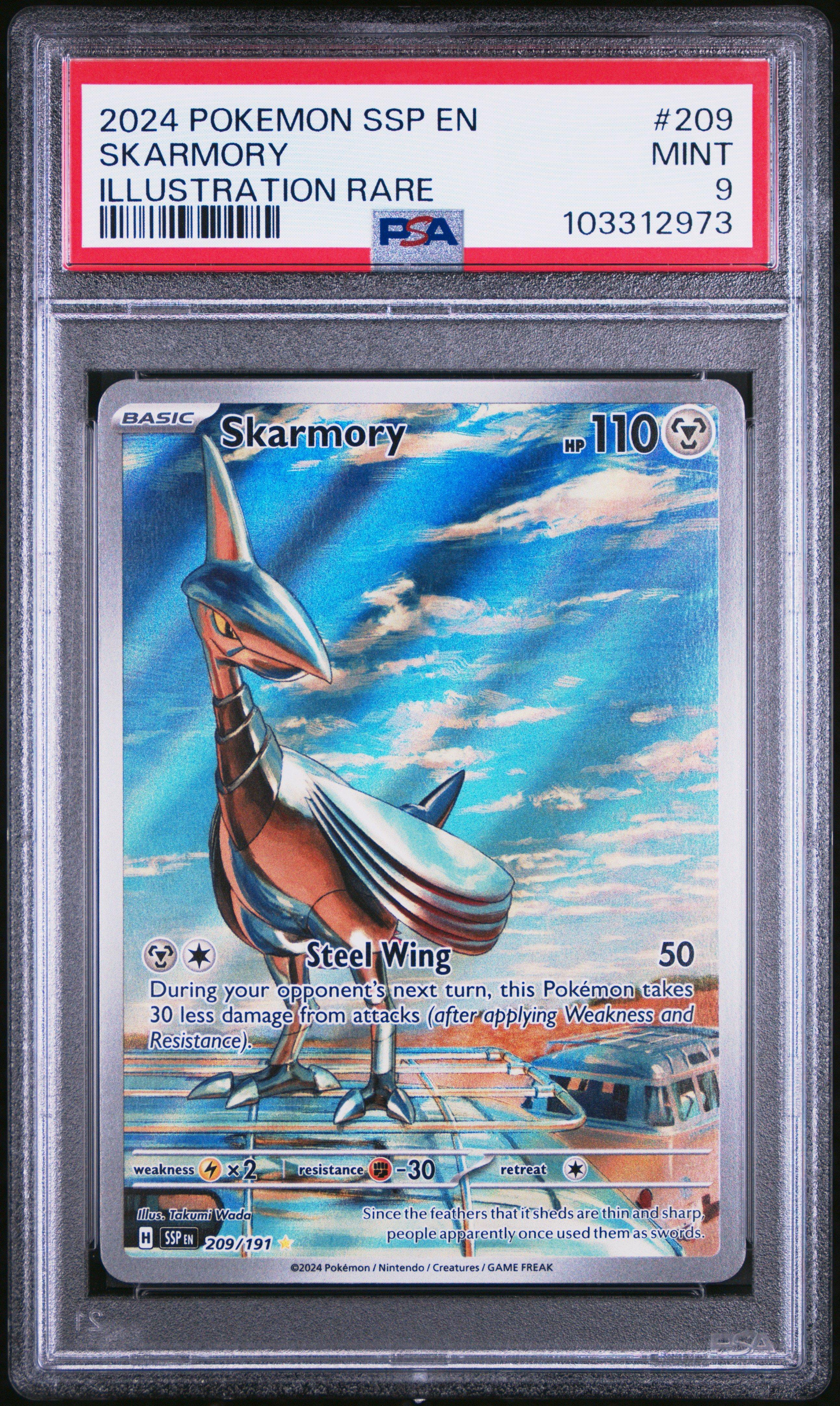 2024 Pokemon Ssp En-surging Sparks 209 Skarmory Illustration Rare PSA