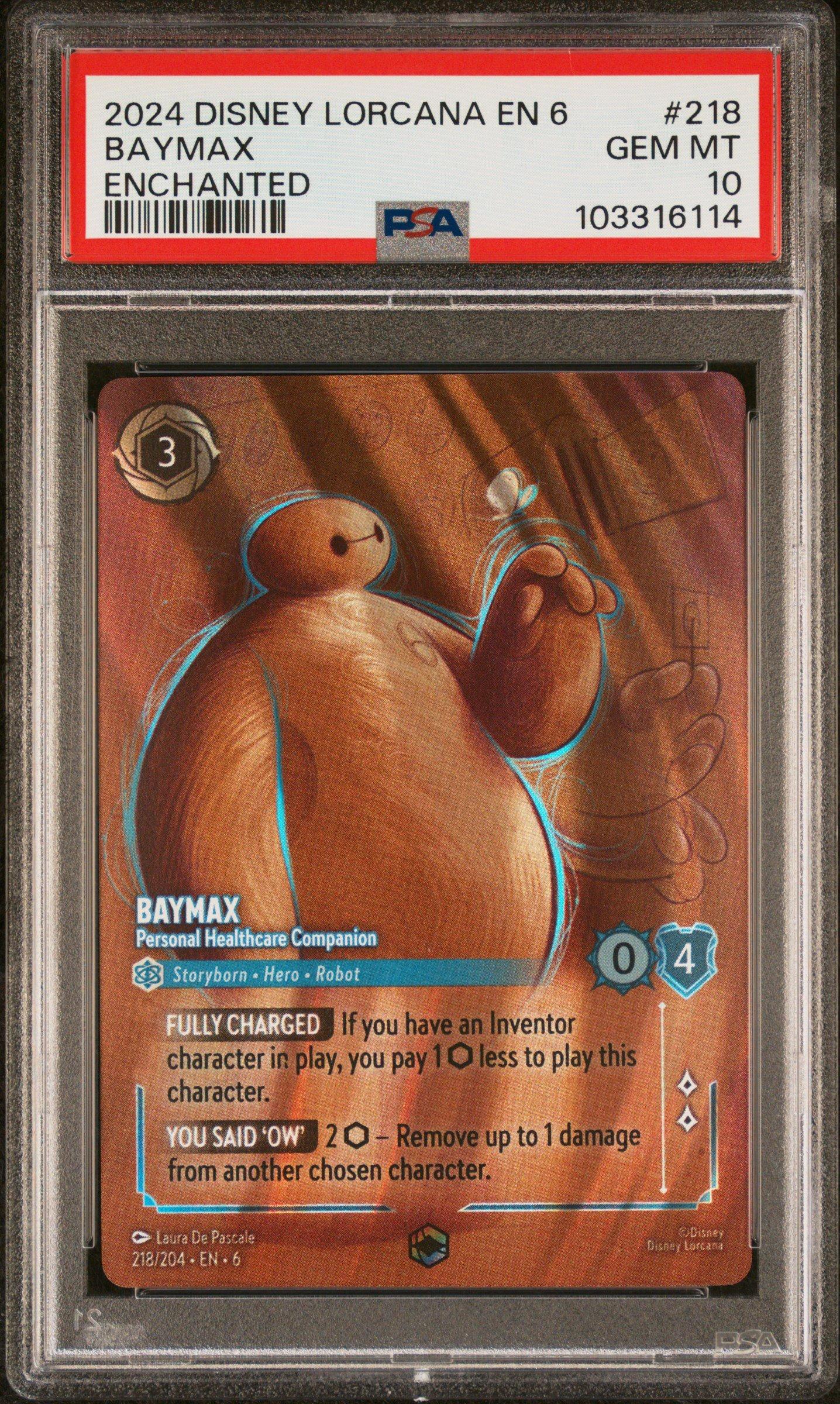 2024 Disney Lorcana En 6-azurite Sea 218 Baymax - Personal Healthcare Companion Enchanted PSA 10