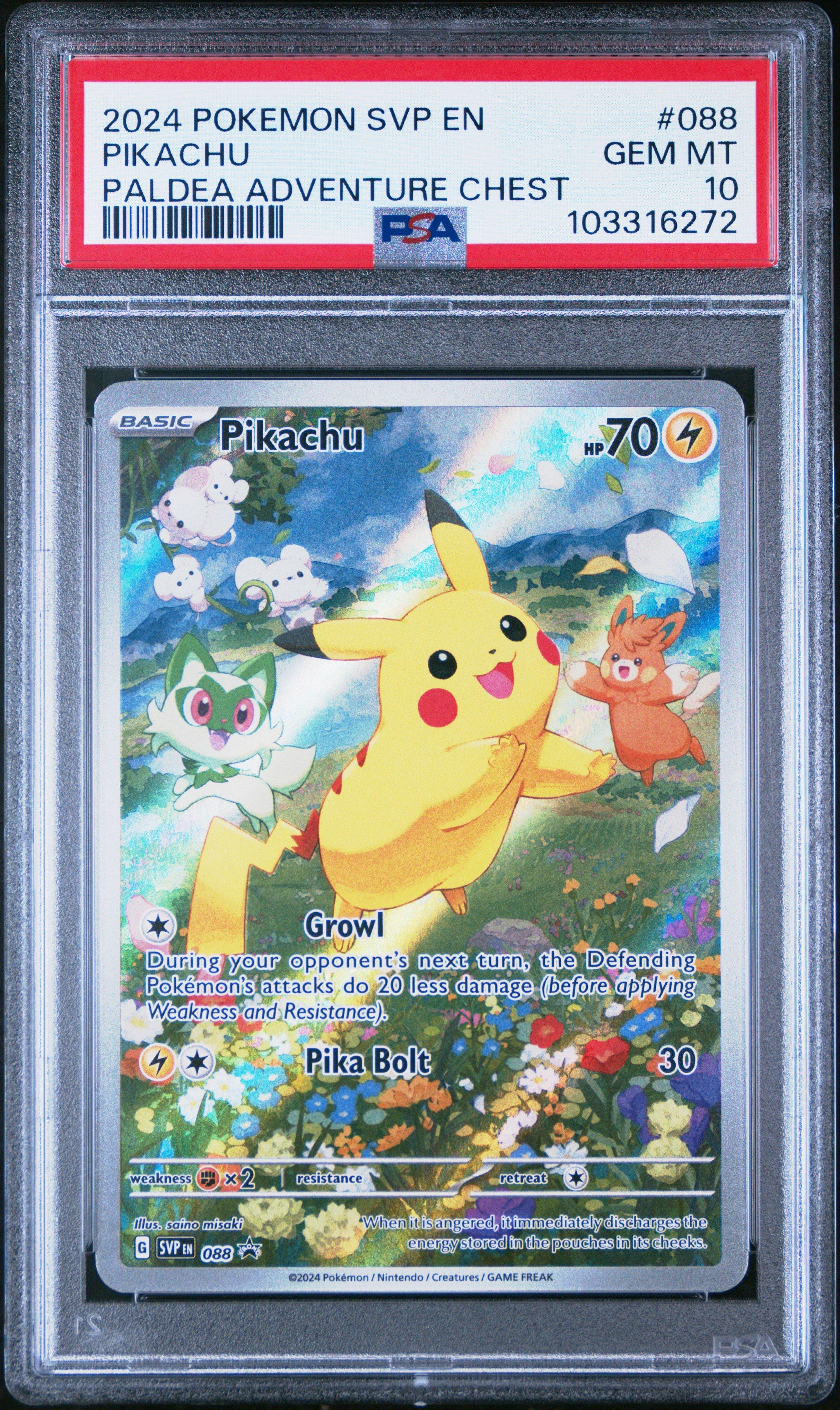 2024 Pokemon Svp En-sv Black Star Promo 088 Pikachu Paldea Adventure Chest PSA