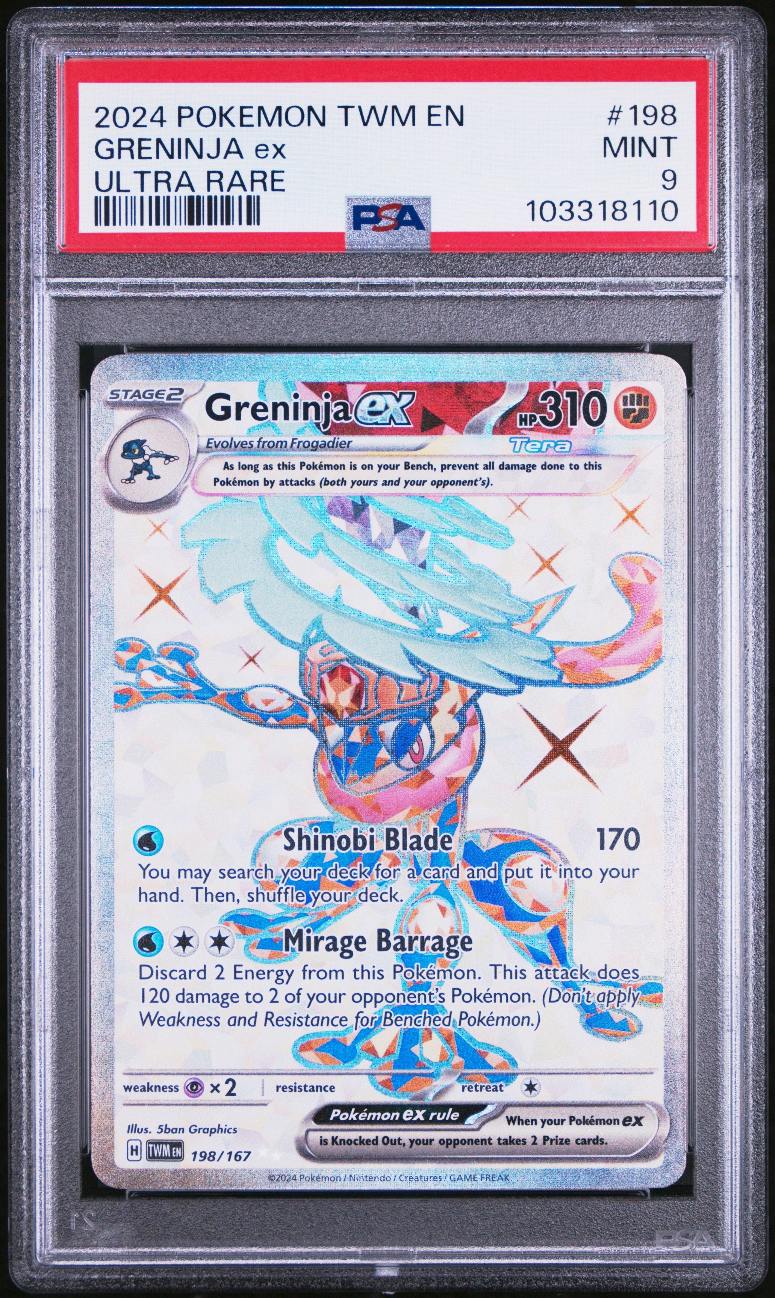 2024 Pokemon Twm En-Twilight Masquerade 198 Greninja Ex Ultra Rare PSA 9