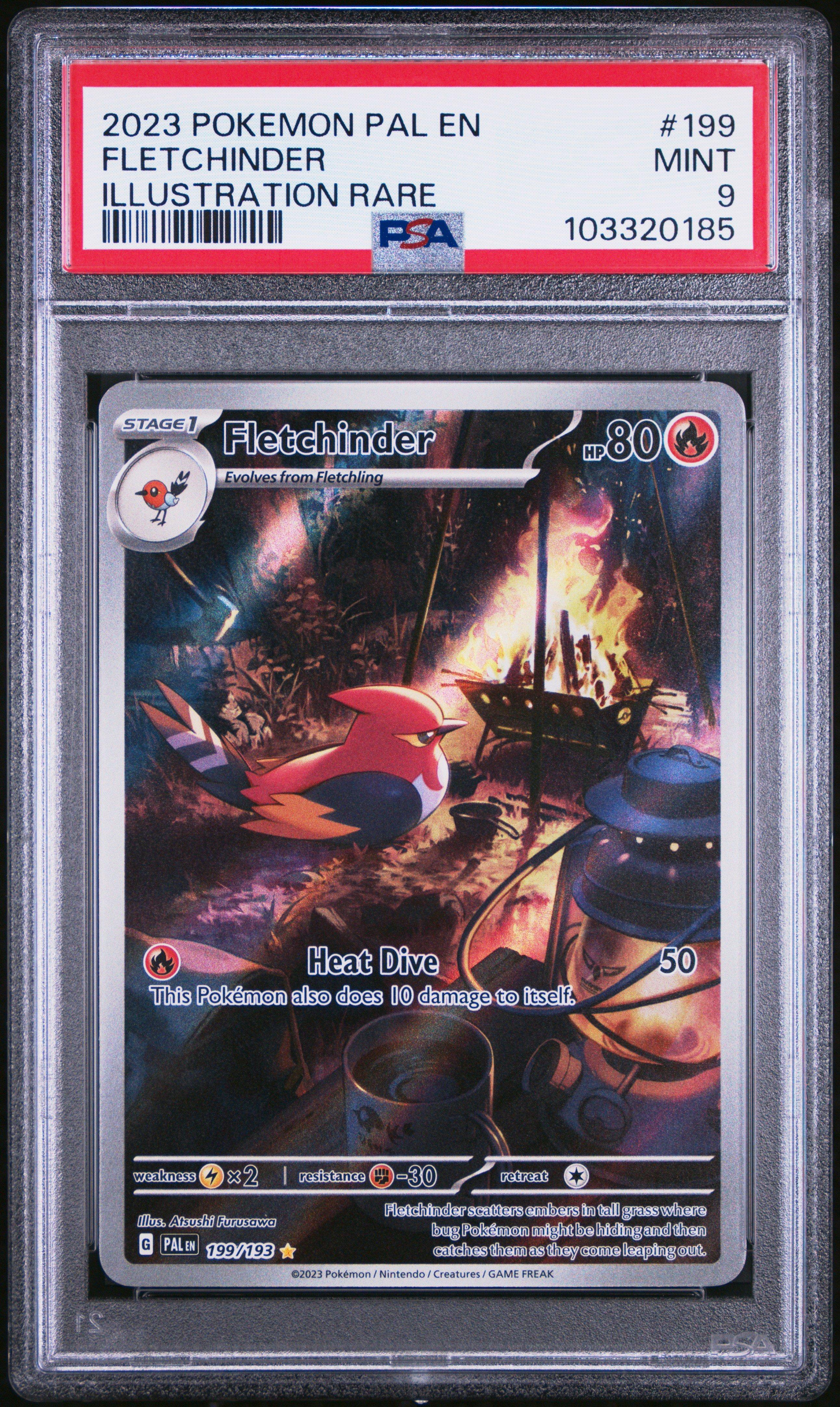 2023 Pokemon Pal En-paldea Evolved 199 Fletchinder Illustration Rare PSA