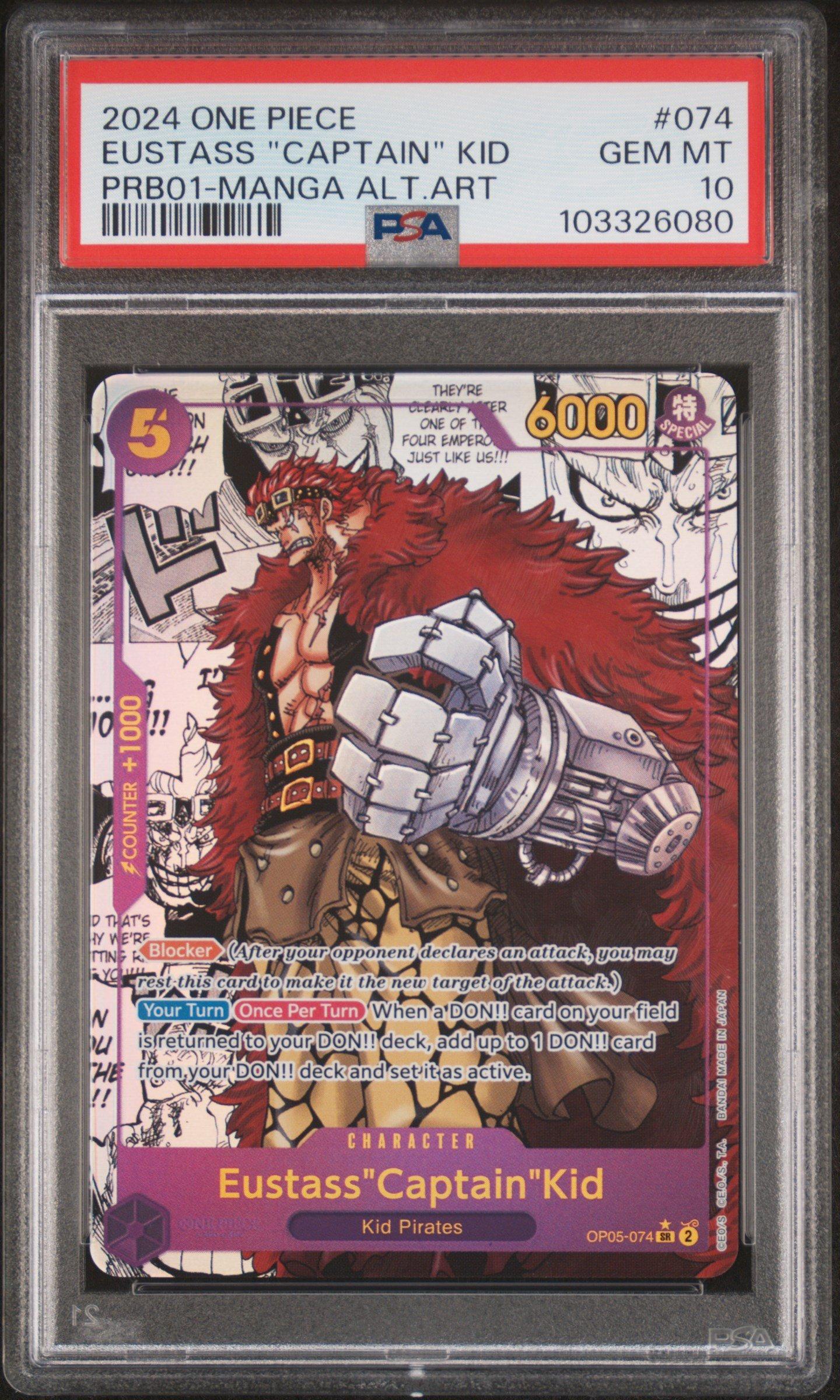2024 One Piece Prb01-premium Booster -one Piece Card The Best- 074 Eustass "captain" Kid Manga Alternate Art PSA 10