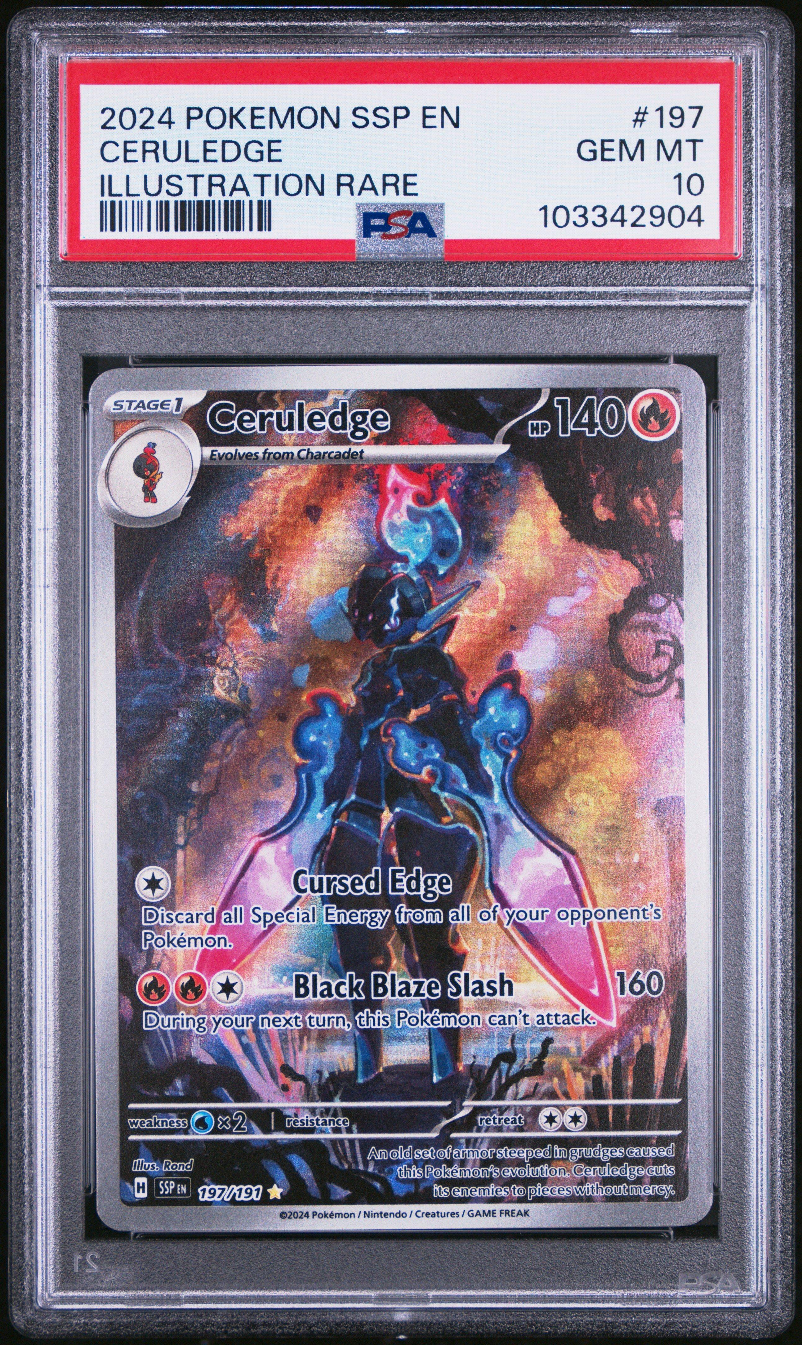 pokemon ceruledge card 【Pokemon Card】CERULEDGE EX【SAR】(203/187) (SV8a) Japanese PSA10 [darkness] x2 Resistance Ceruledge Ex · Prismatic Evolutions