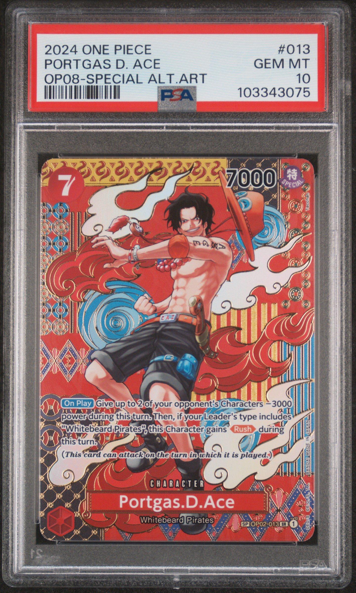 2024 One Piece Op08-two Legends 013 Portgas D. Ace Special Alternate Art PSA 10