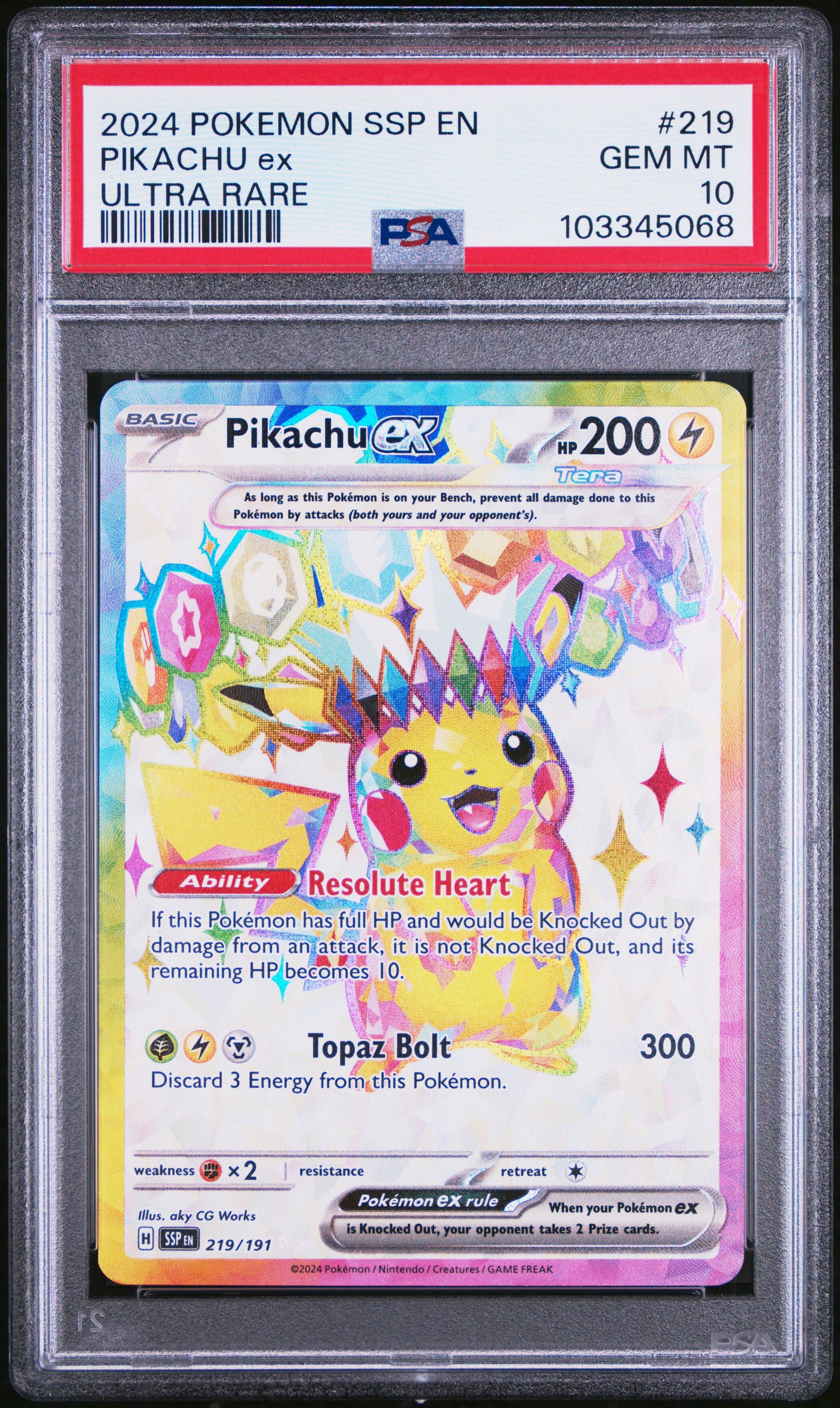 2024 Pokemon Ssp En-surging Sparks 219 Pikachu Ex Ultra Rare PSA