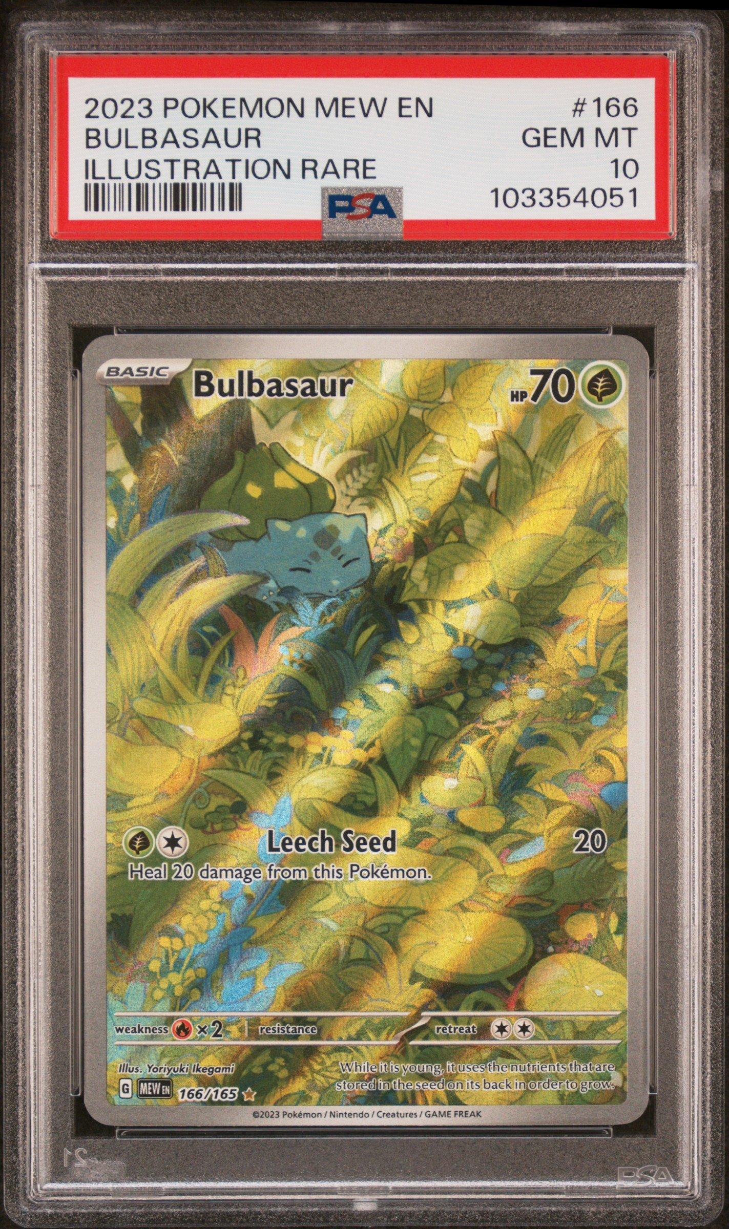 2023 Pokemon Mew En-151 166 Bulbasaur Illustration Rare PSA 10