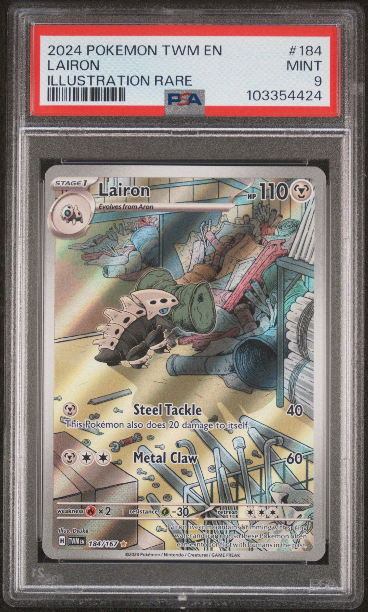 2024 Pokemon Twm En-twilight Masquerade 184 Lairon Illustration Rare PSA