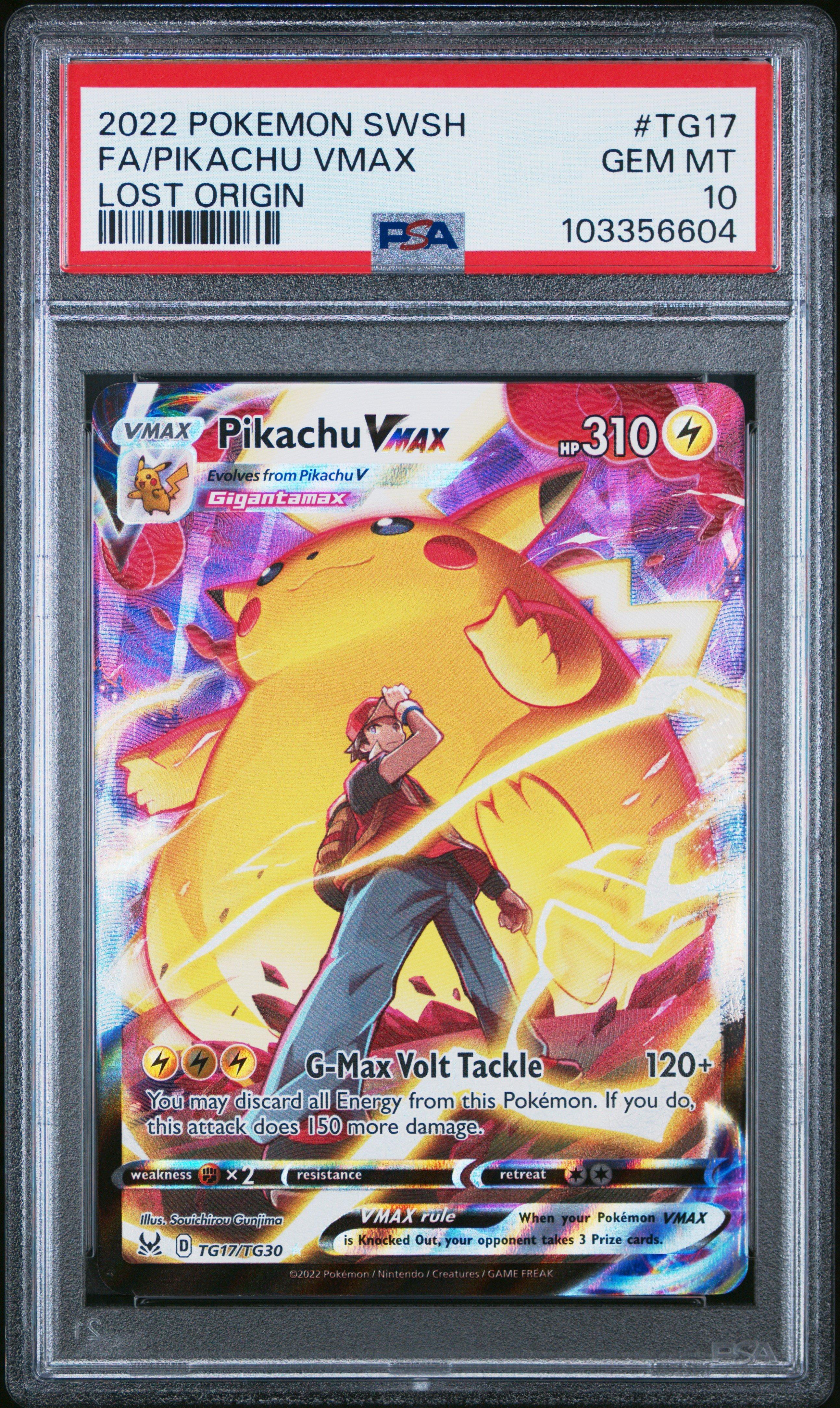 2022 Pokemon Sword & Shield Lost Origin Tg17 Full Art/pikachu Vmax PSA