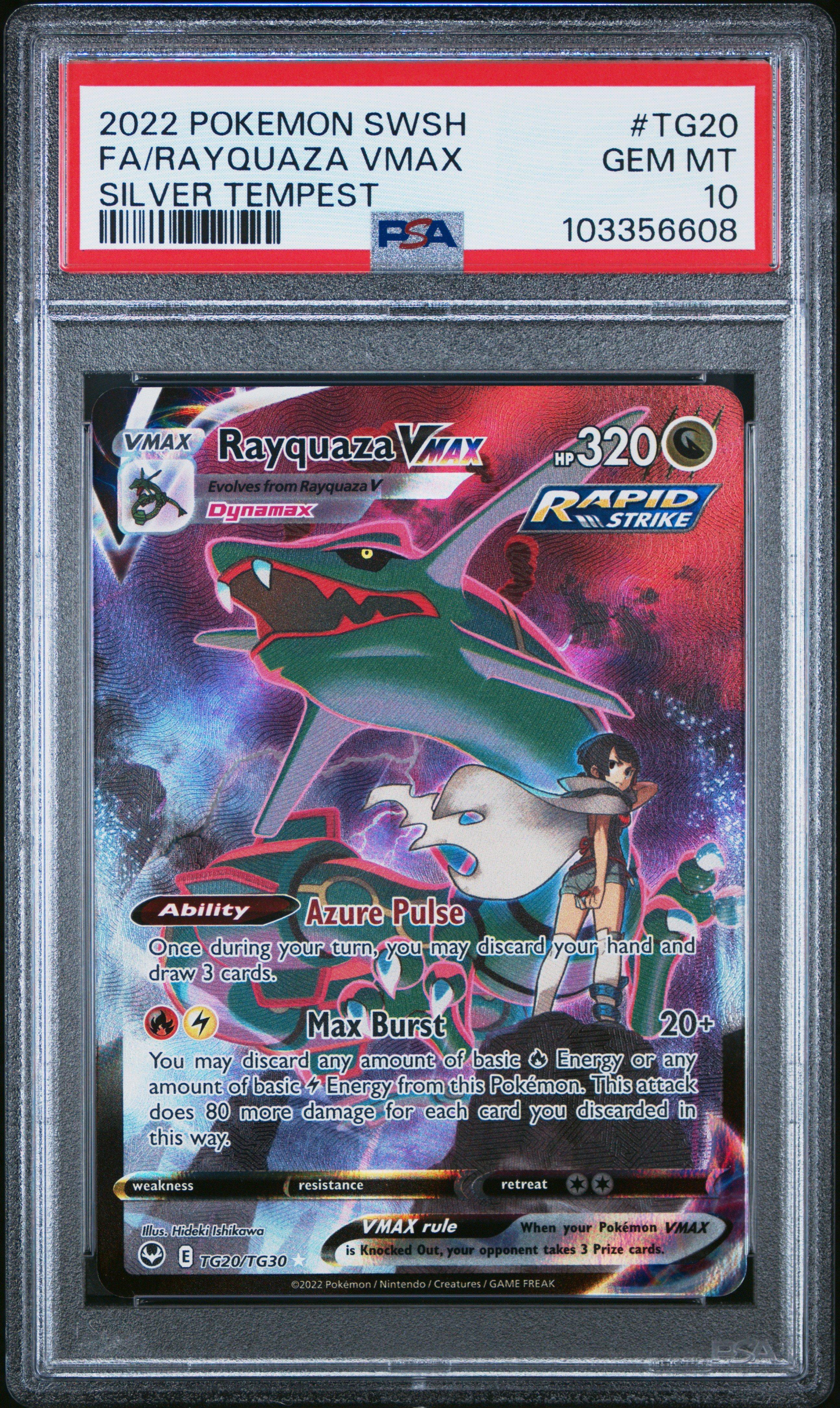 2022 Pokemon Sword & Shield Silver Tempest Tg20 Full Art/rayquaza Vmax PSA
