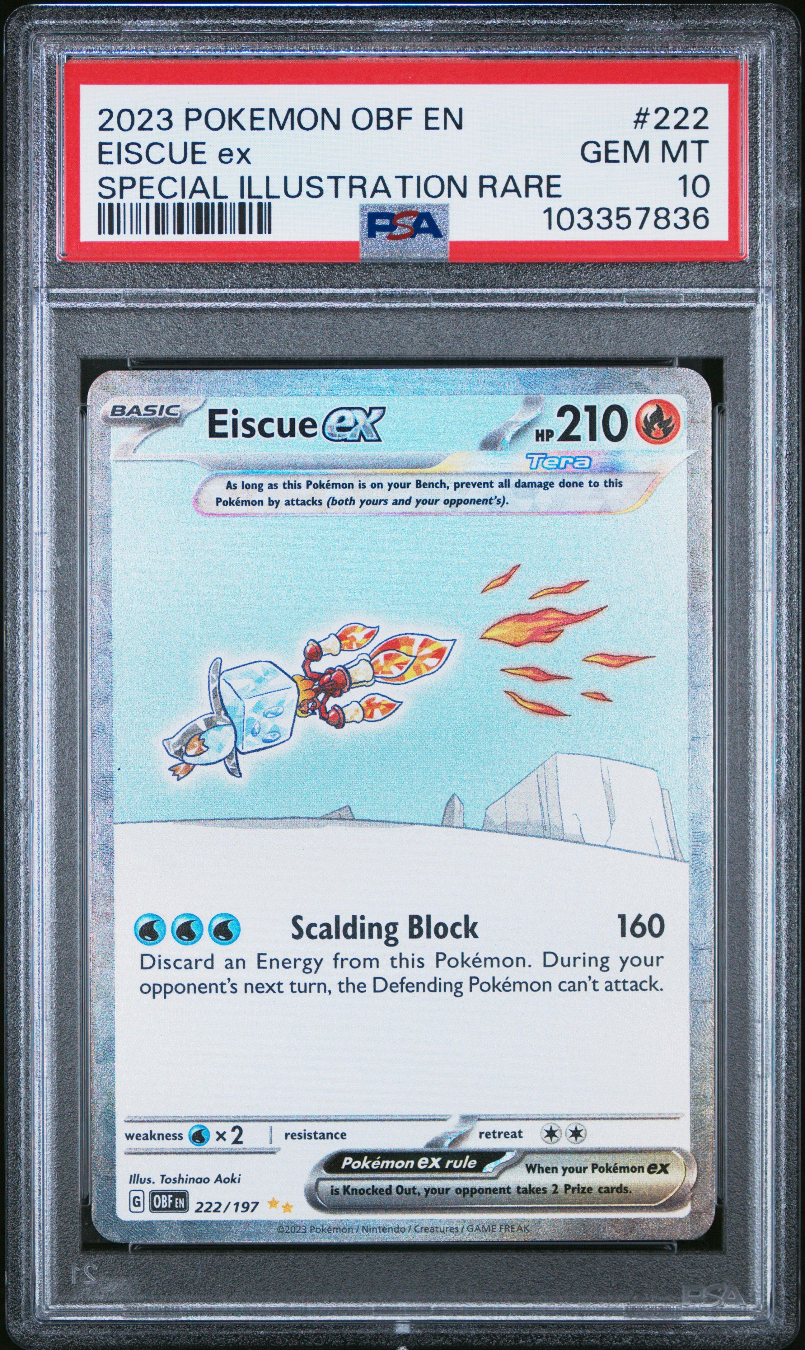 2023 Pokemon Obf En-obsidian Flames 222 Eiscue Ex Special Illustration Rare PSA