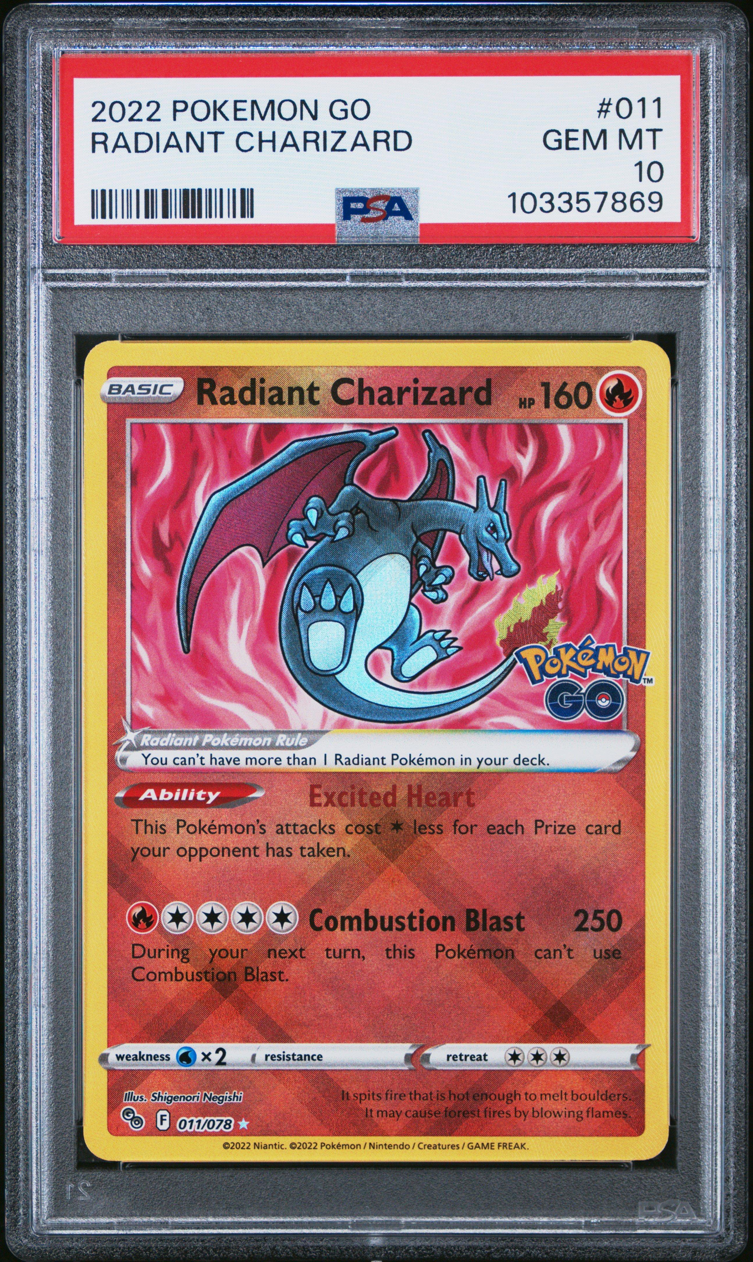 2022 Pokemon Go 011 Radiant Charizard PSA