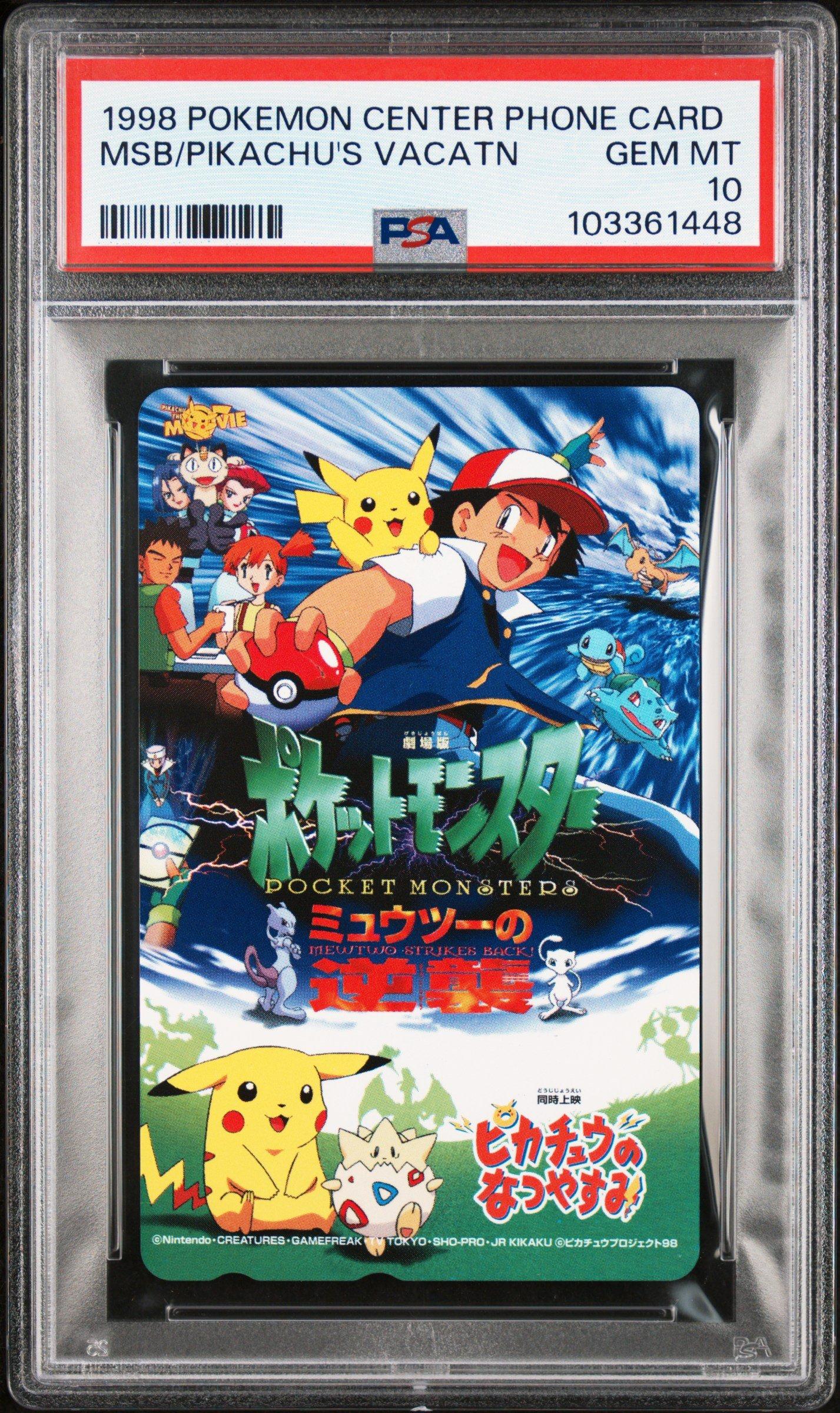 1998 Pokemon Center Phone Card Mewtwo Strikes Back/pikachu's Vacation PSA 10