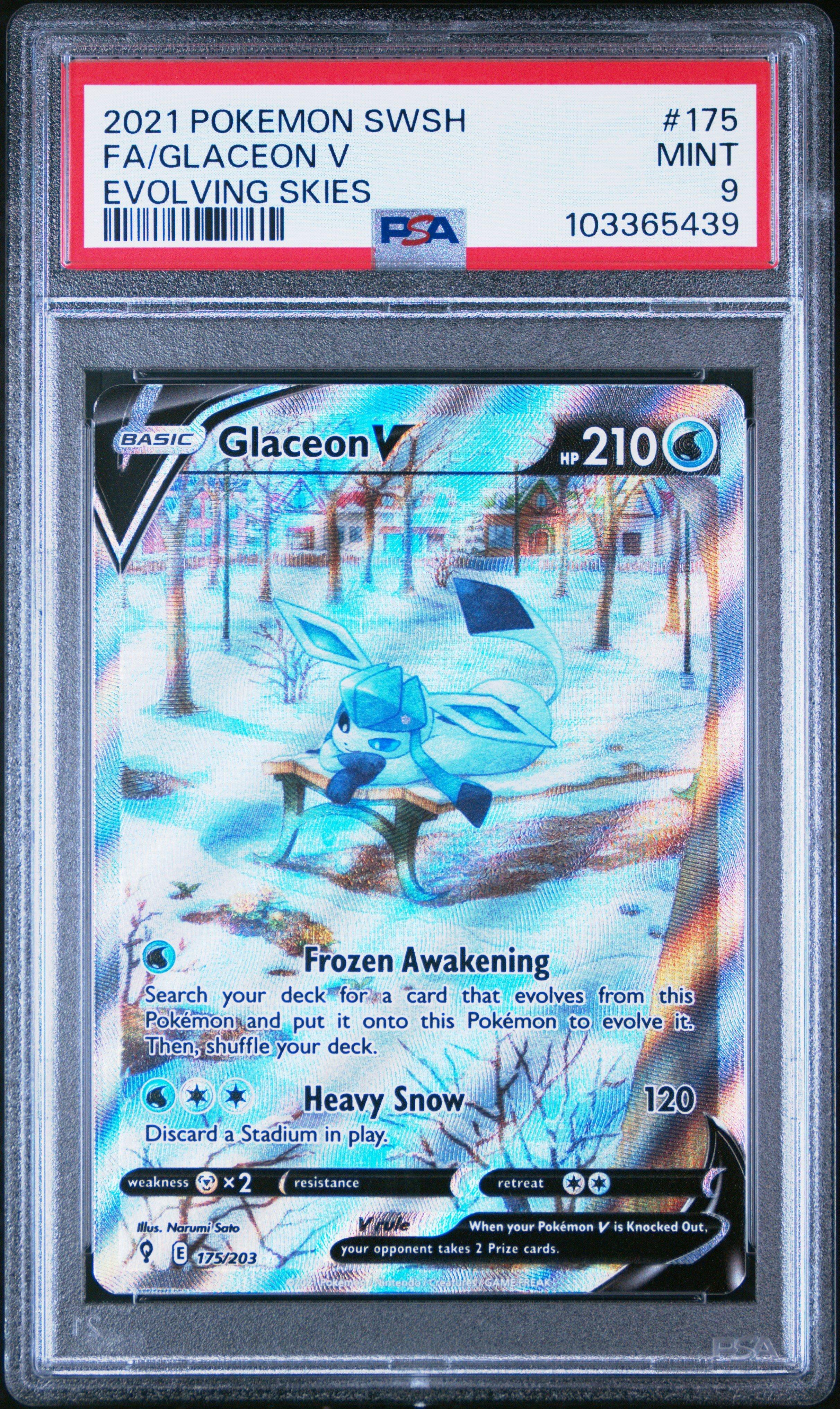 2021 Pokemon Sword & Shield Evolving Skies Full Art/glaceon V PSA