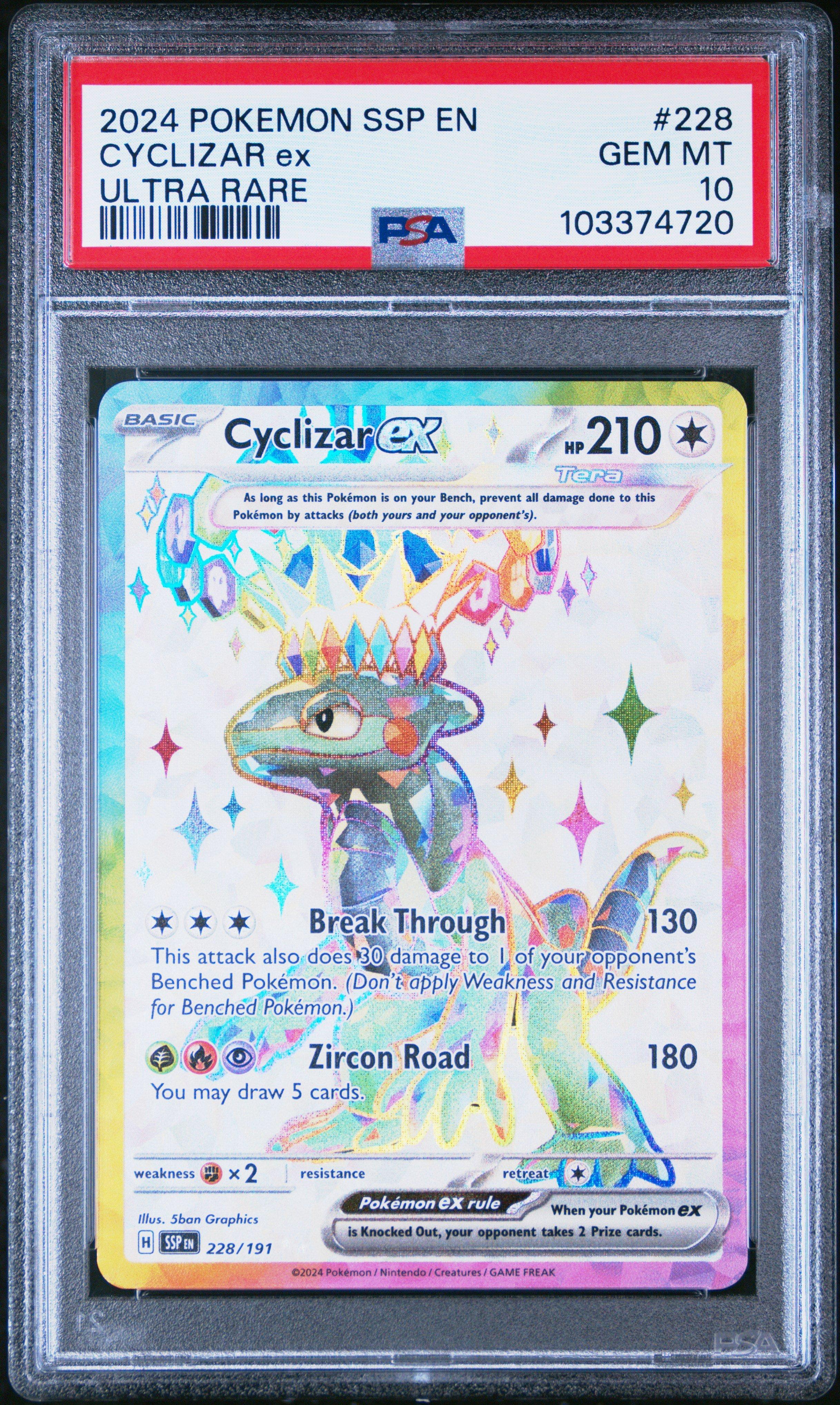 2024 Pokemon Ssp En-surging Sparks 228 Cyclizar Ex Ultra Rare PSA