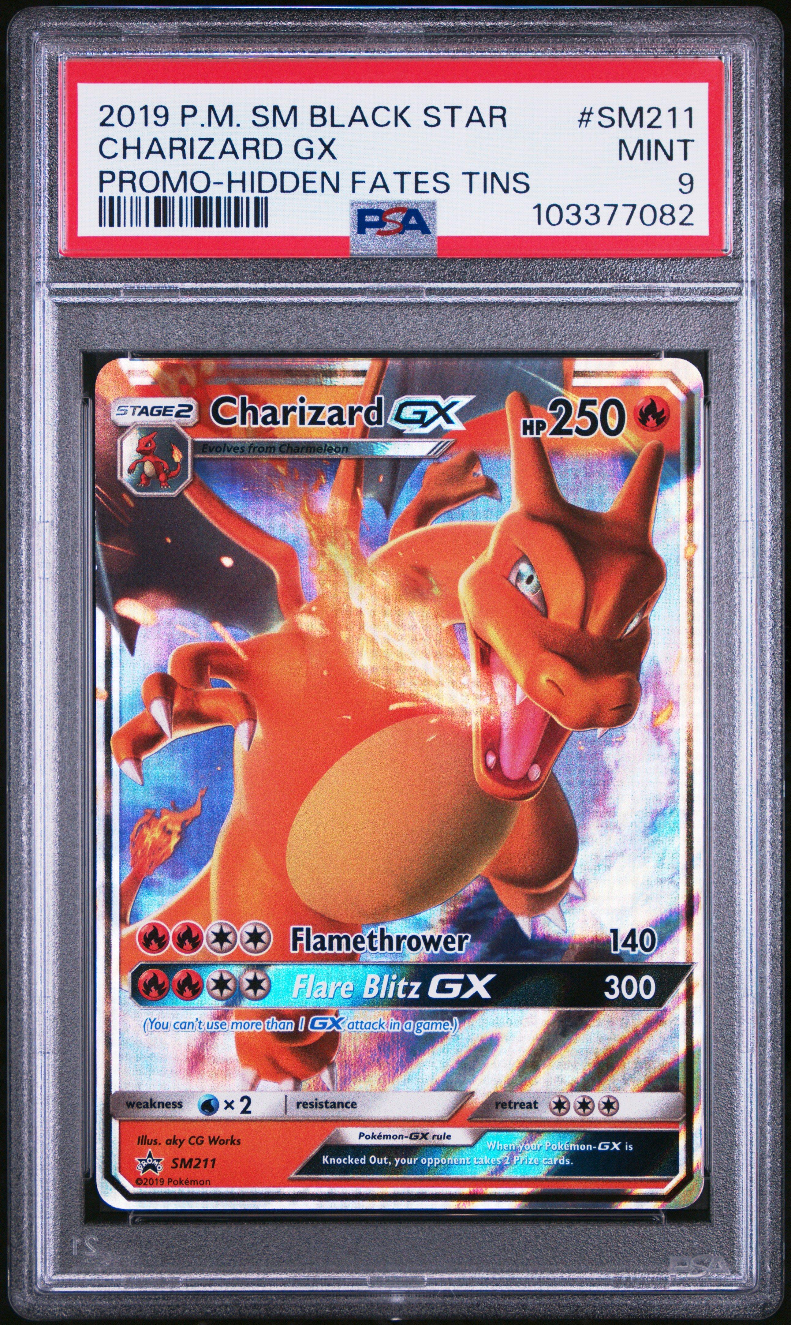 2019 Pokemon Sm Black Star Promo Sm211 Charizard Gx Hidden Fates Tins PSA