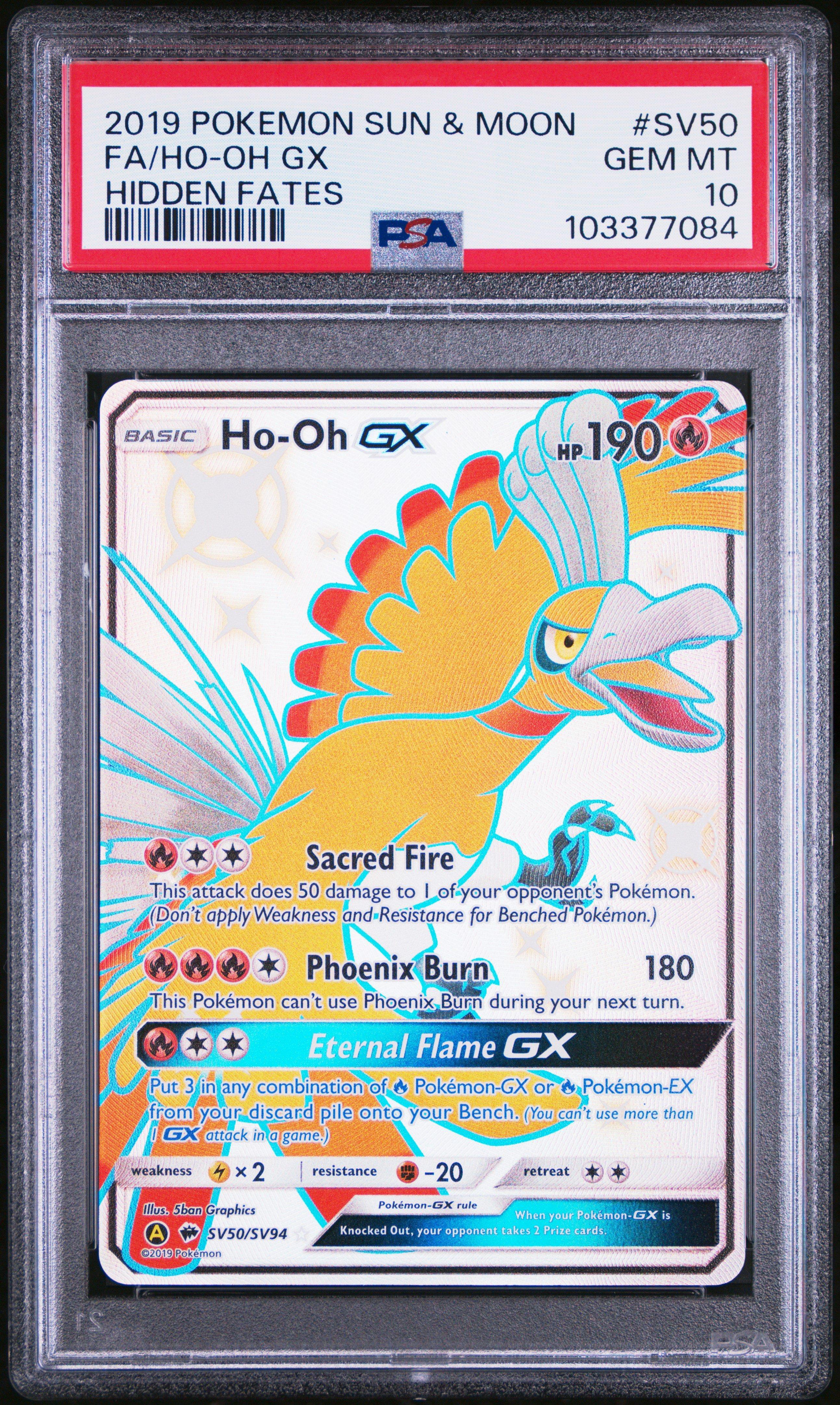 2019 Pokemon Sun & Moon Hidden Fates Sv50 Full Art/ho-oh Gx