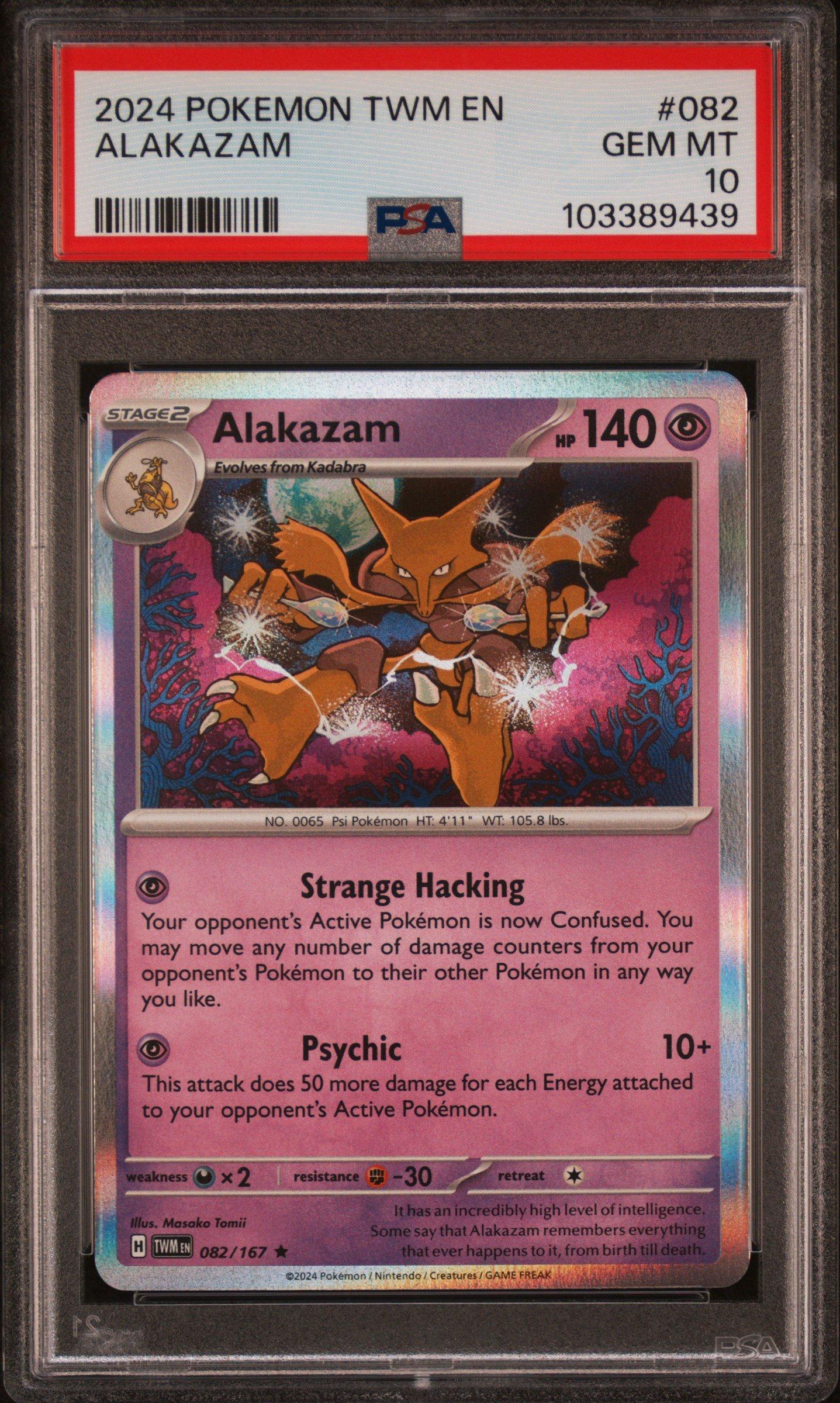 2024 Pokemon Twm En-twilight Masquerade 082 Alakazam PSA 10 Graded