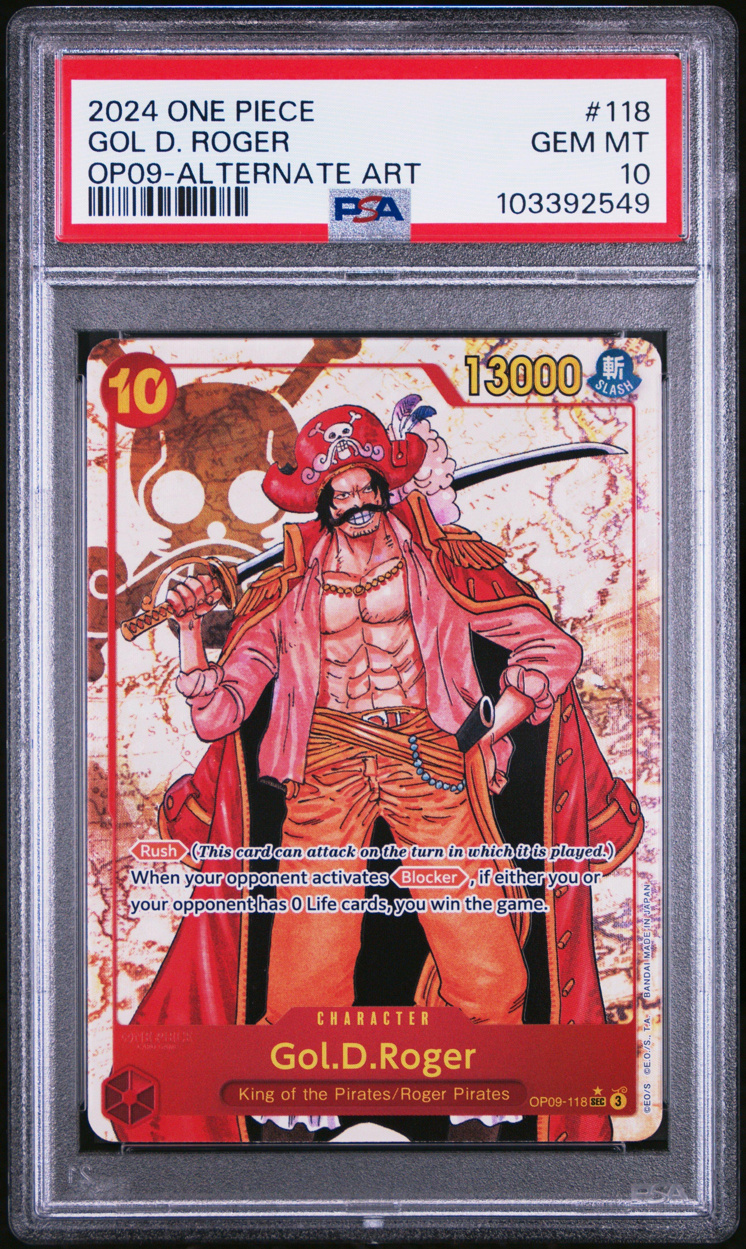 2024 One Piece Op09-emperors In The New World 118 Gol D. Roger Alternate Art PSA 10