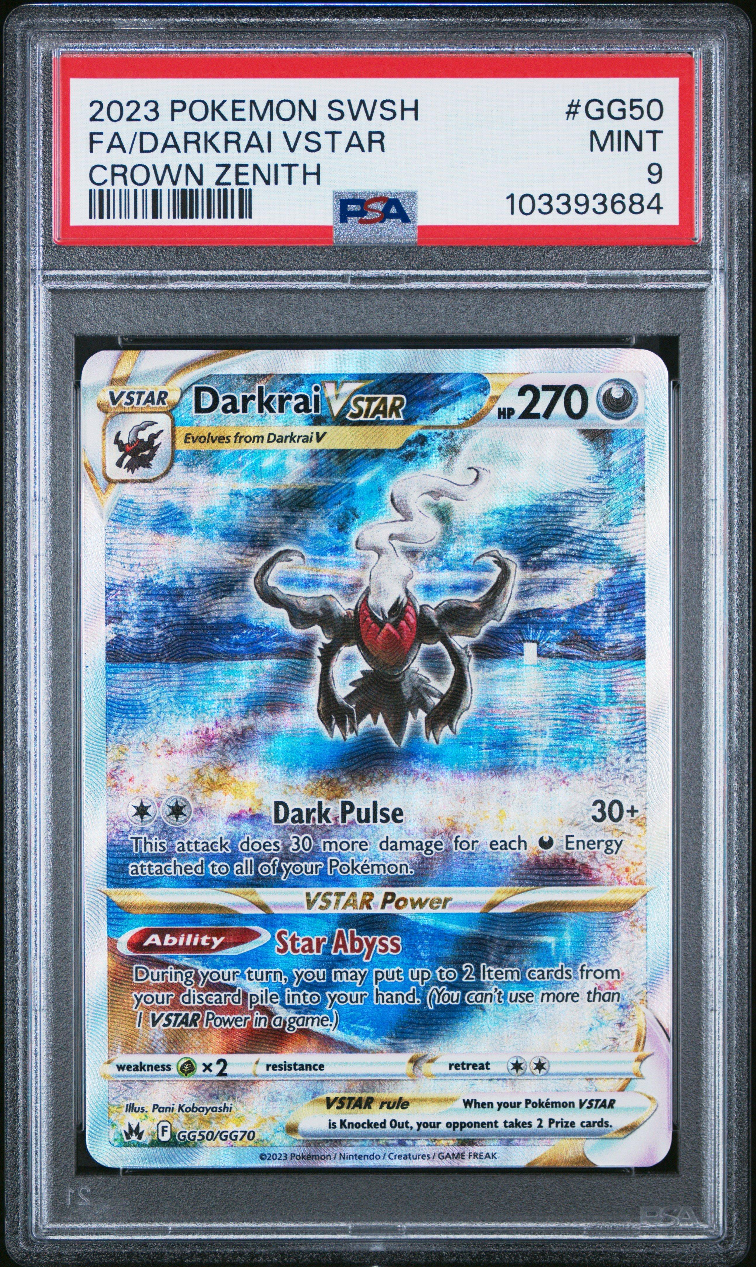 2023 Pokemon Sword And Shield Crown Zenith Gg50 Full Art/darkrai