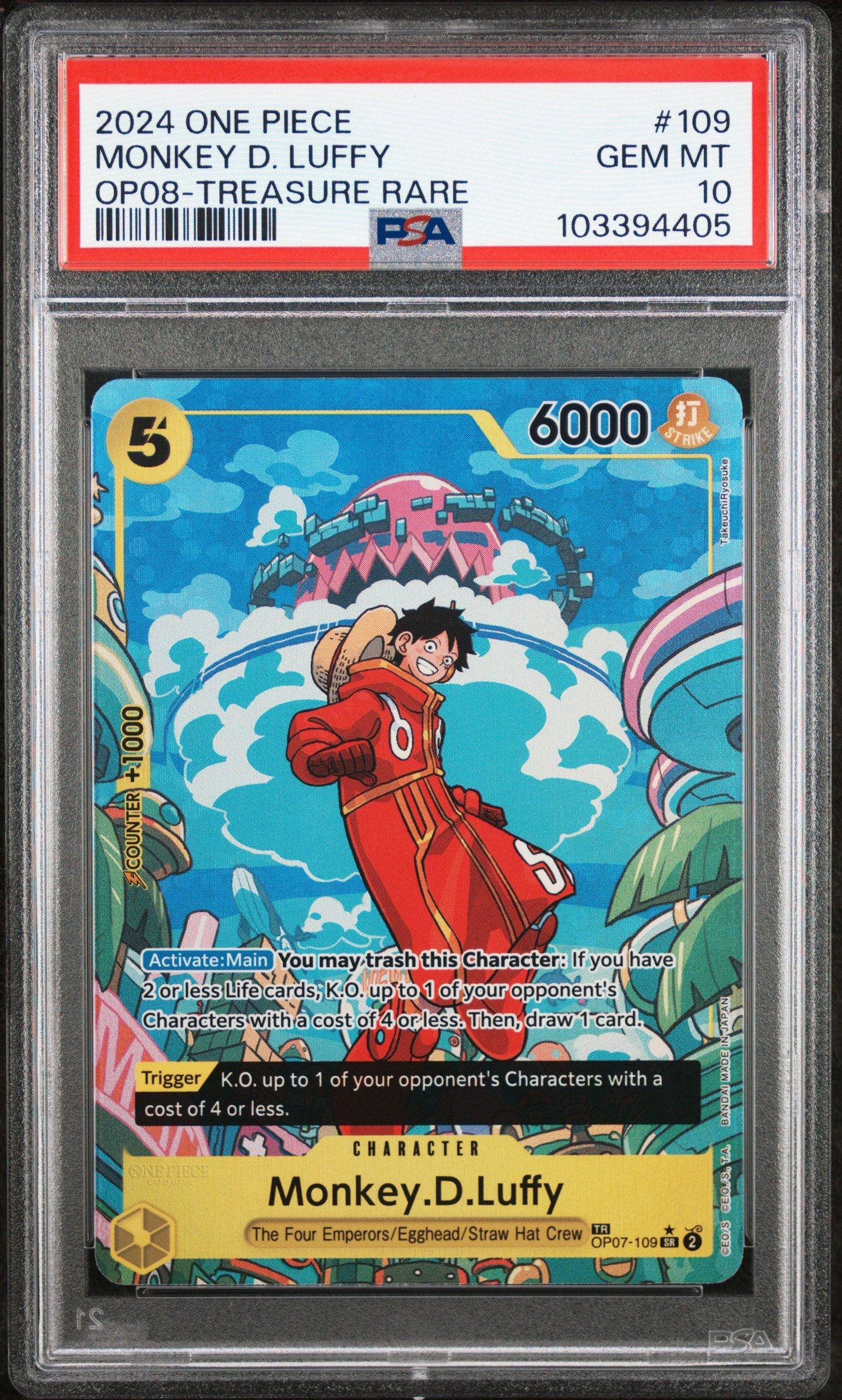 2024 One Piece Op08-two Legends 109 Monkey D. Luffy Treasure Rare PSA 10