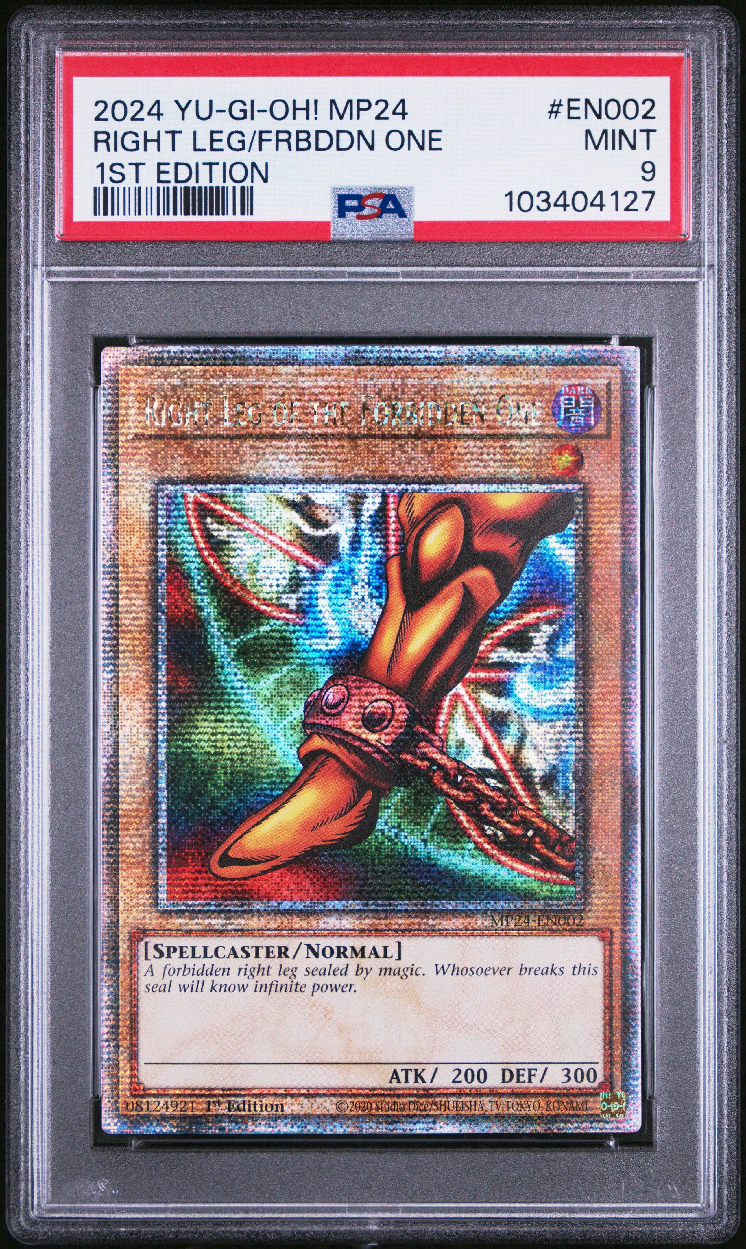 2024 Yu-gi-oh! Mp24-25th Anniversary Tin: Dueling Mirrors En002 Right Leg Of The Forbidden One 1st Edition PSA 9