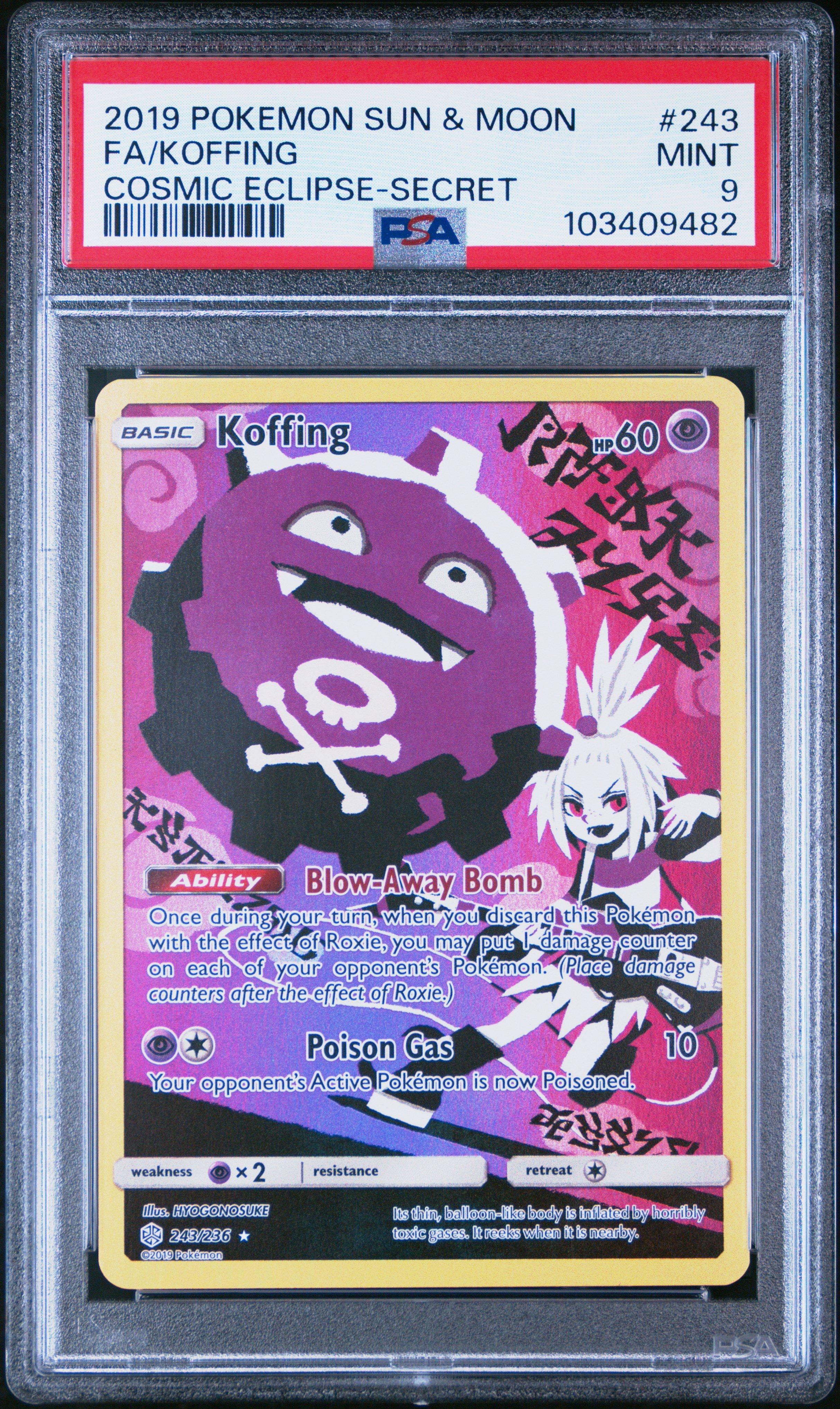 2019 Pokemon Sun & Moon Cosmic Eclipse 243 Full Art/koffing Secret PSA