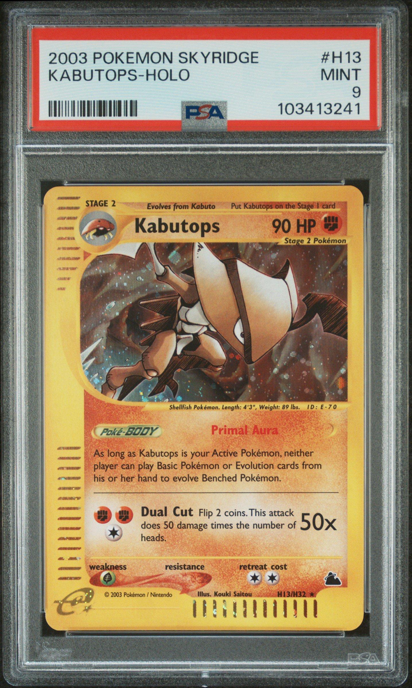 2003 Pokemon Skyridge H13 Kabutops-holo PSA