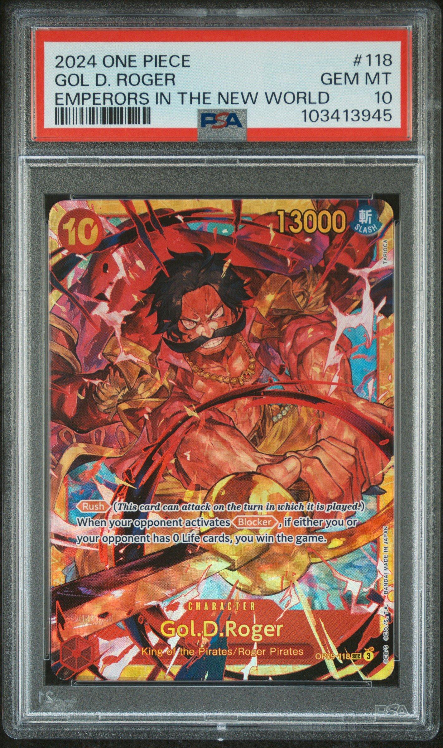 2024 One Piece Op09-emperors In The New World 118 Gol D. Roger PSA 10