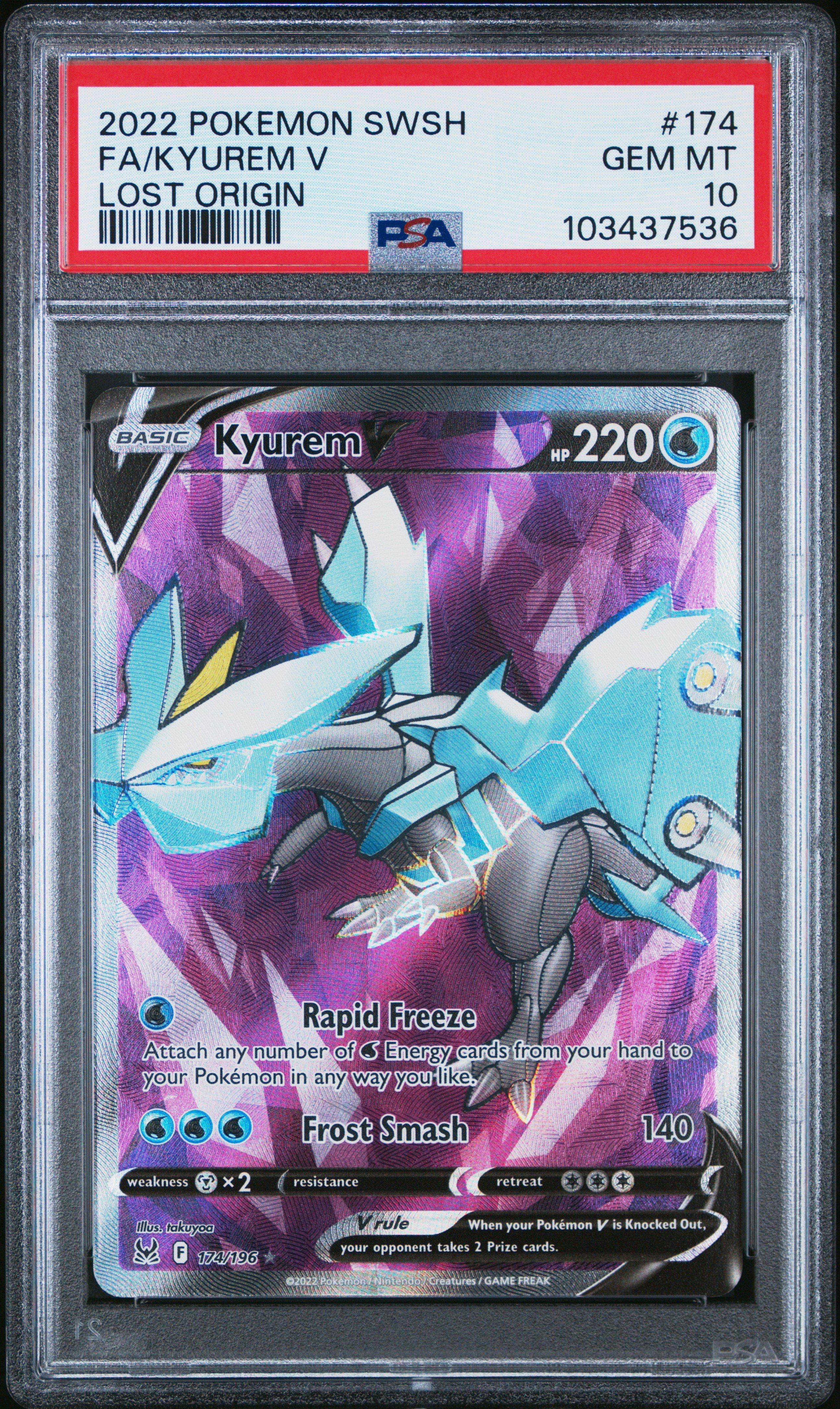 2022 Pokemon Sword & Shield Lost Origin 174 Full Art/kyurem V PSA 10
