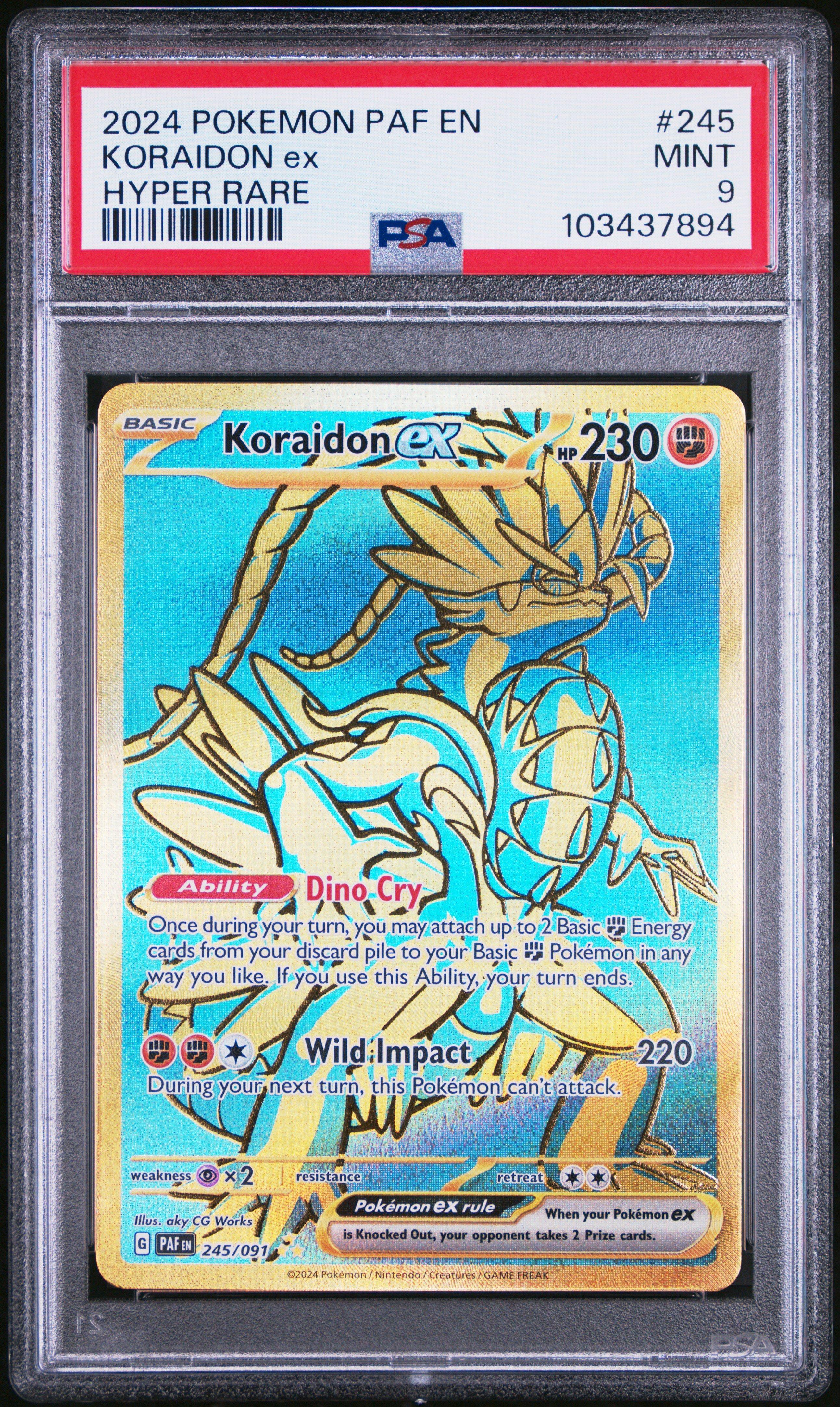 2024 Pokemon Paf En-paldean Fates 245 Koraidon Ex Hyper Rare PSA 9