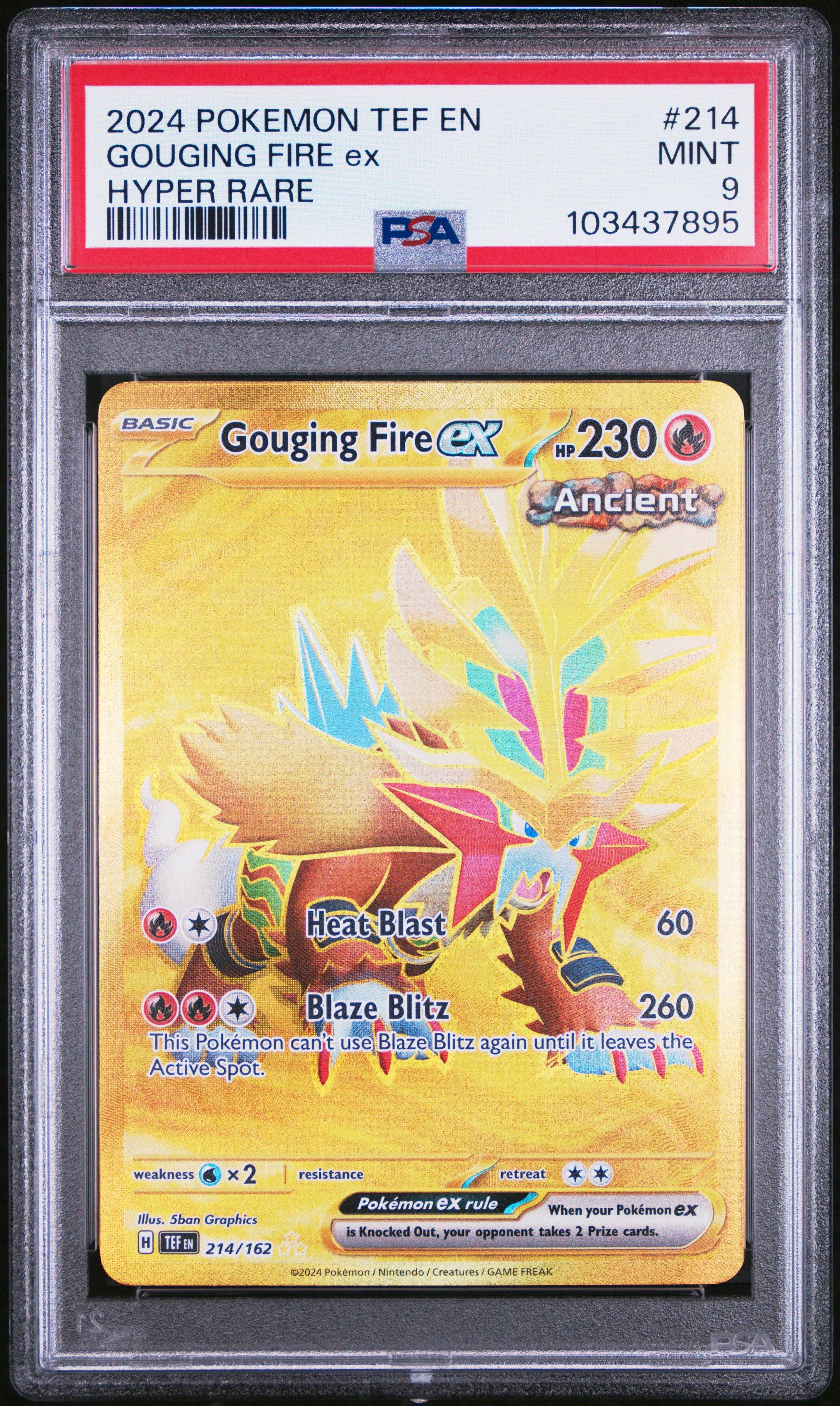 2024 Pokemon Tef En-temporal Forces 214 Gouging Fire Ex Hyper Rare PSA 9