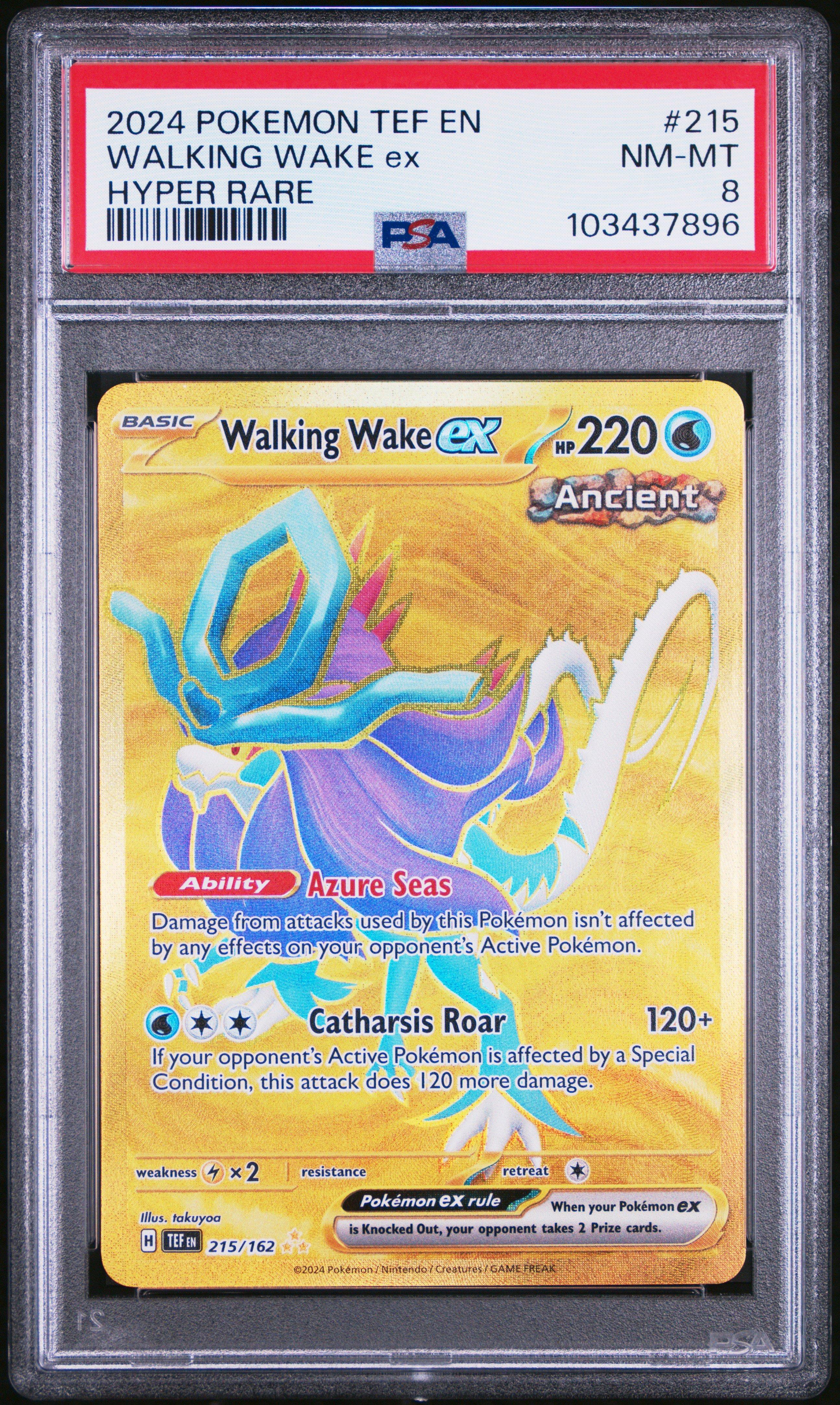 2024 Pokemon Tef En-temporal Forces 215 Walking Wake Ex Hyper Rare PSA 8