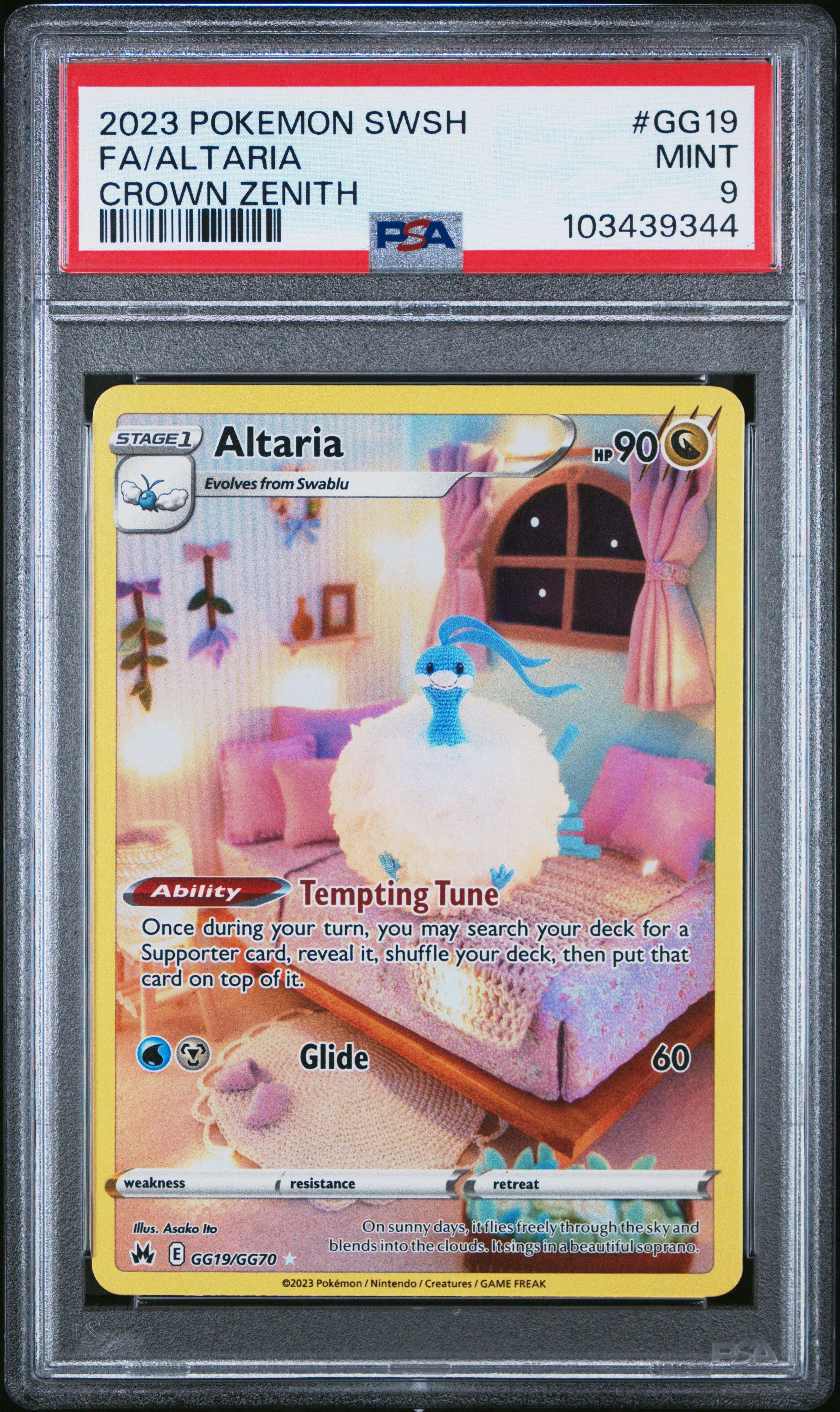 2023 Pokemon Sword And Shield Crown Zenith Gg19 Full Art/altaria PSA 9