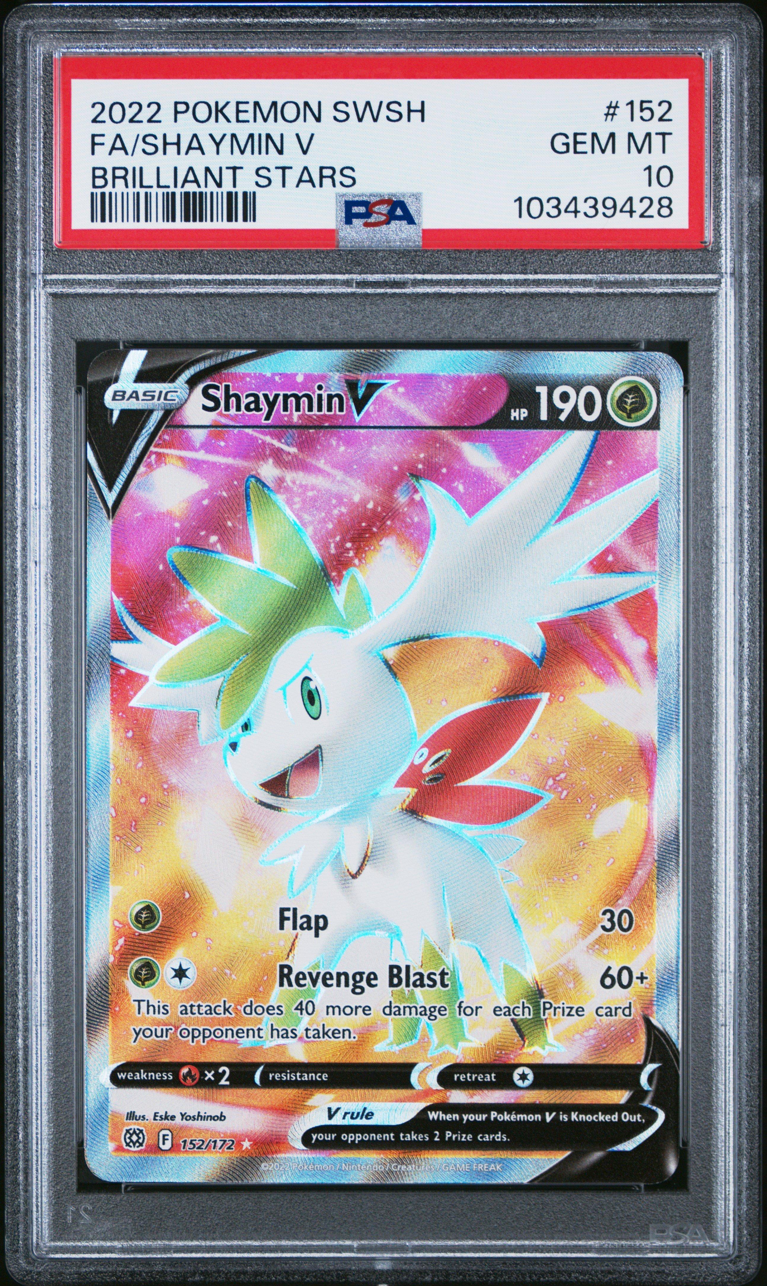 2022 Pokemon Sword & Shield Brilliant Stars 152 Full Art/shaymin V PSA 10
