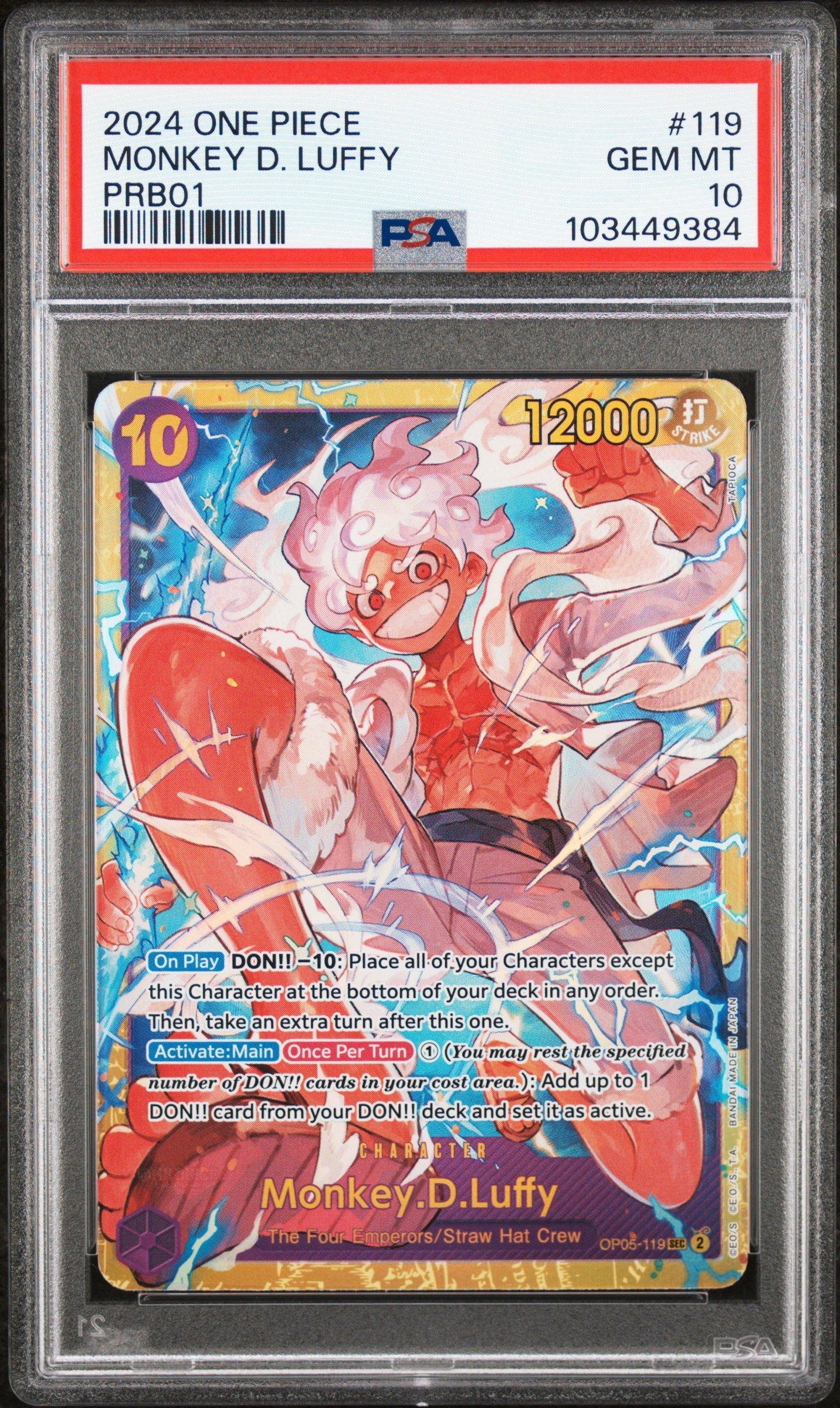 2024 One Piece Prb01-premium Booster -one Piece Card The Best- 119 Monkey D. Luffy PSA 10
