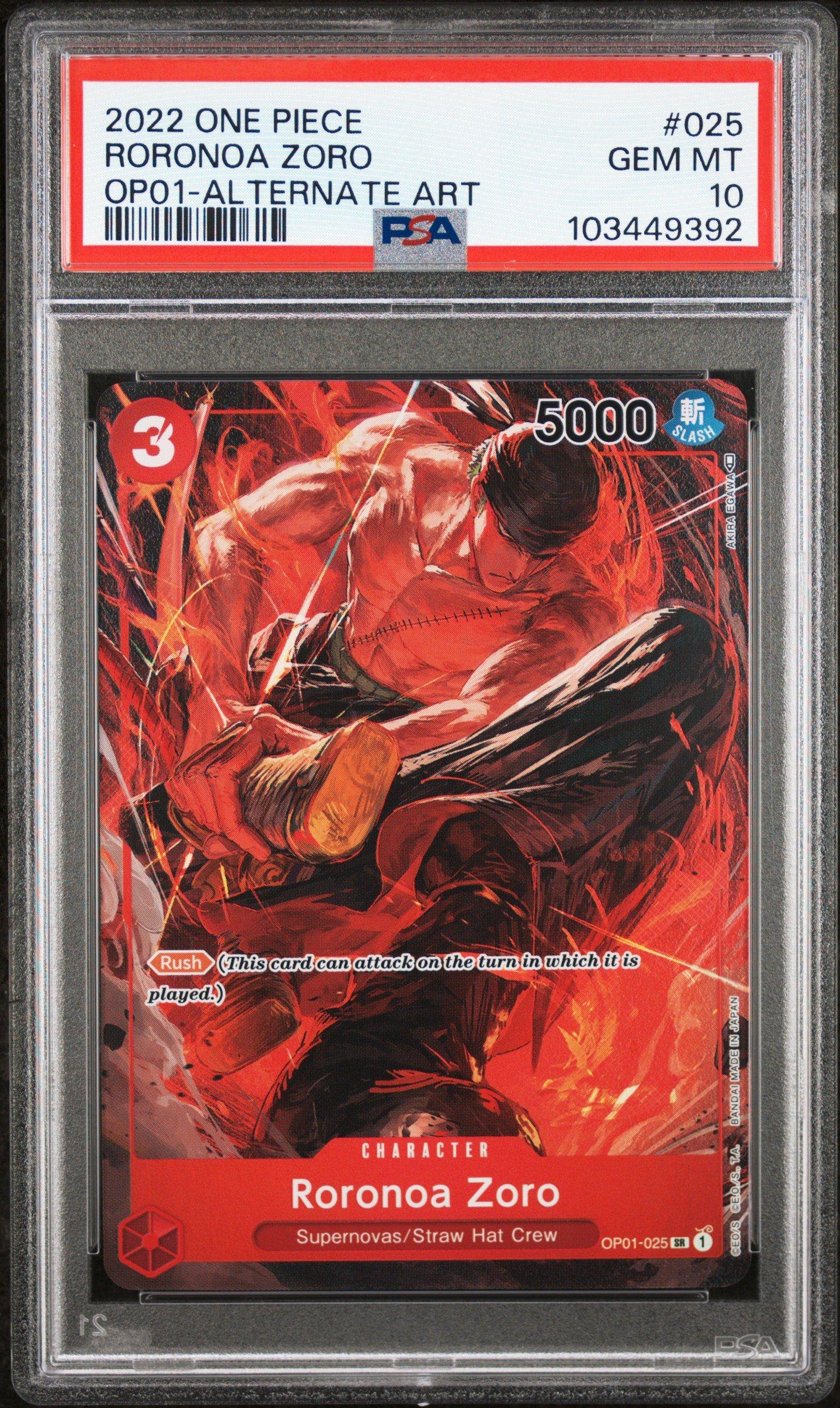 2022 One Piece Op01-romance Dawn Roronoa Zoro Alternate Art PSA 10