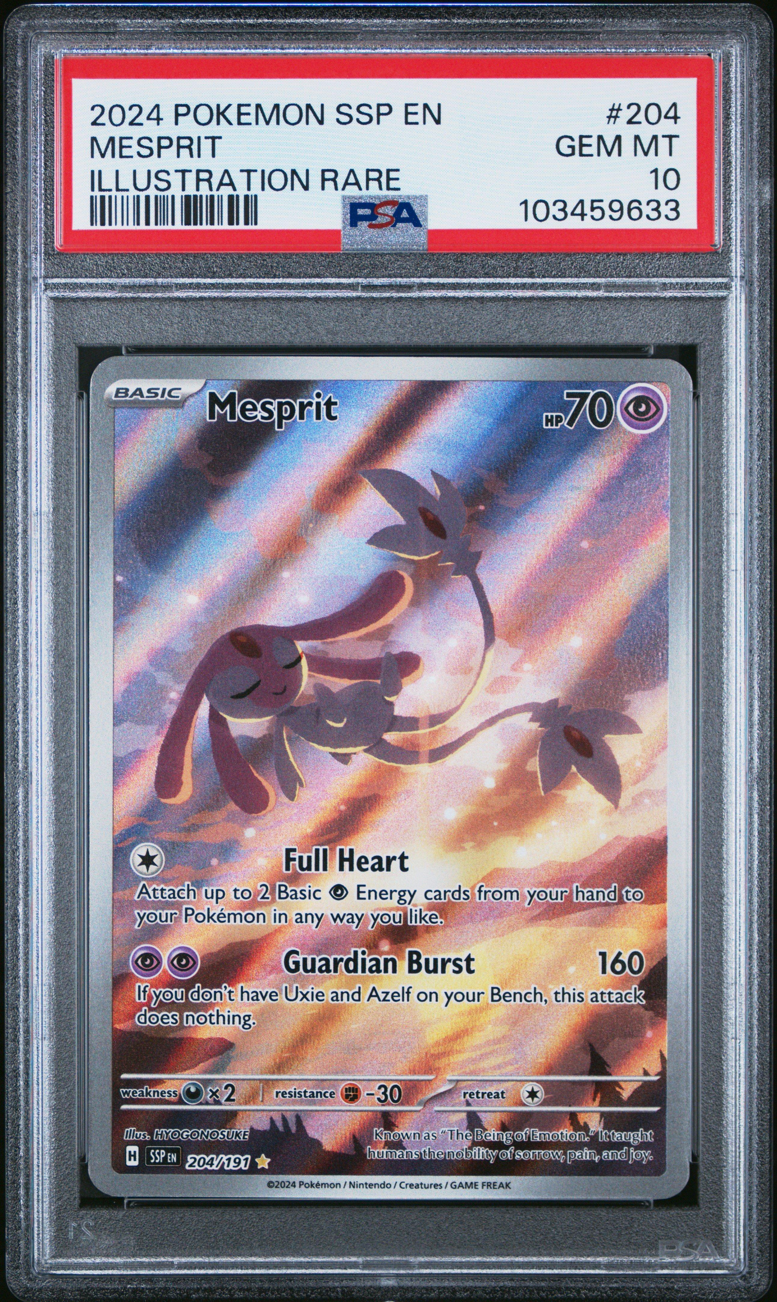2024 Pokemon Ssp En-surging Sparks 204 Mesprit Illustration Rare PSA