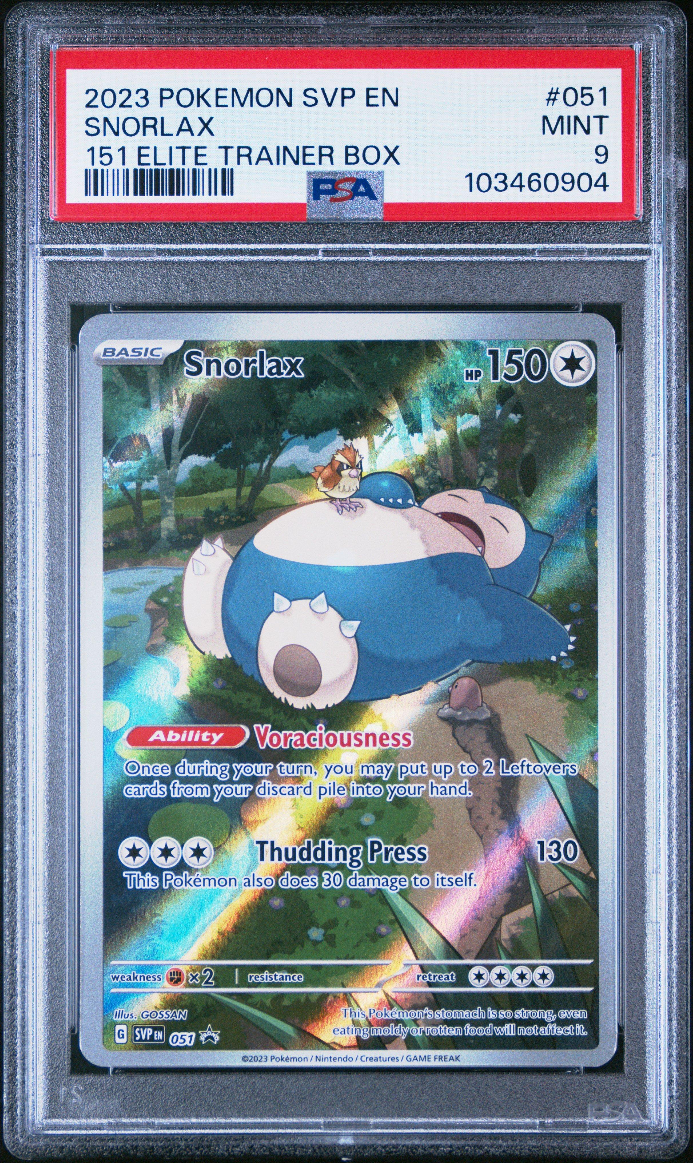 2023 Pokemon Svp En-sv Black Star Promo 051 Snorlax 151 Elite Trainer Box PSA