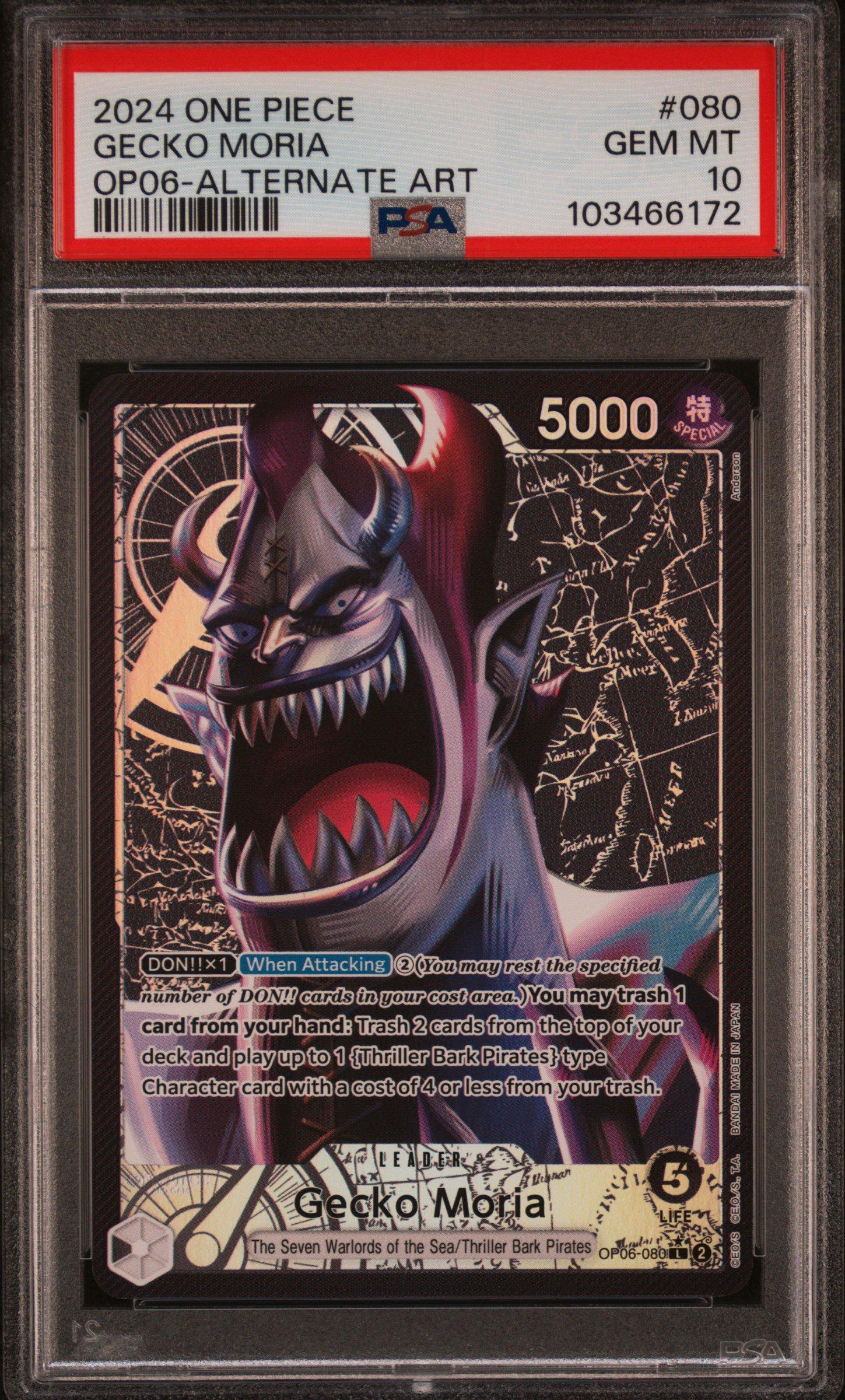 2024 One Piece Op06-wings Of The Captain Gecko Moria Alternate Art PSA 10