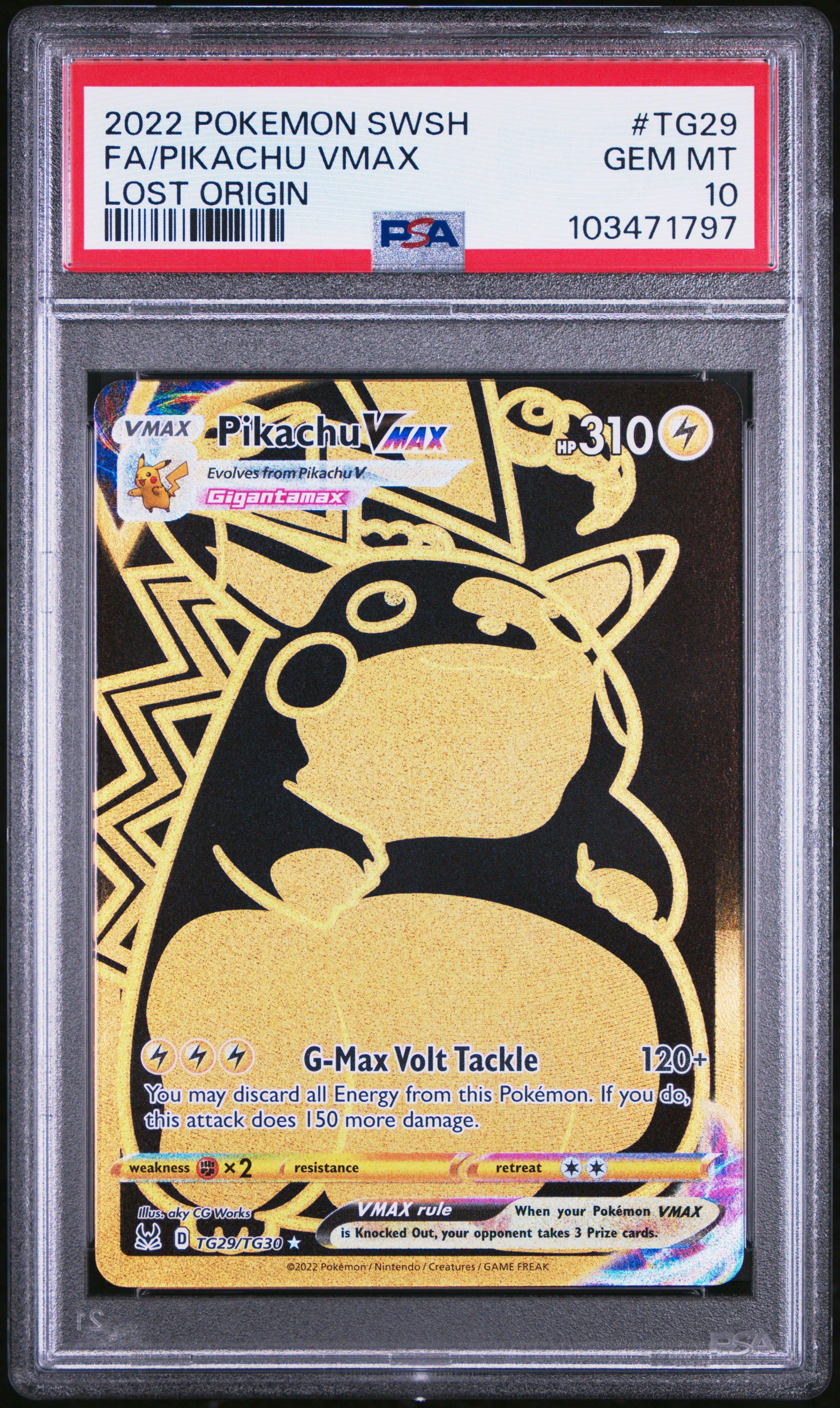 2022 Pokemon Sword & Shield Lost Origin Tg29 Full Art/pikachu Vmax PSA
