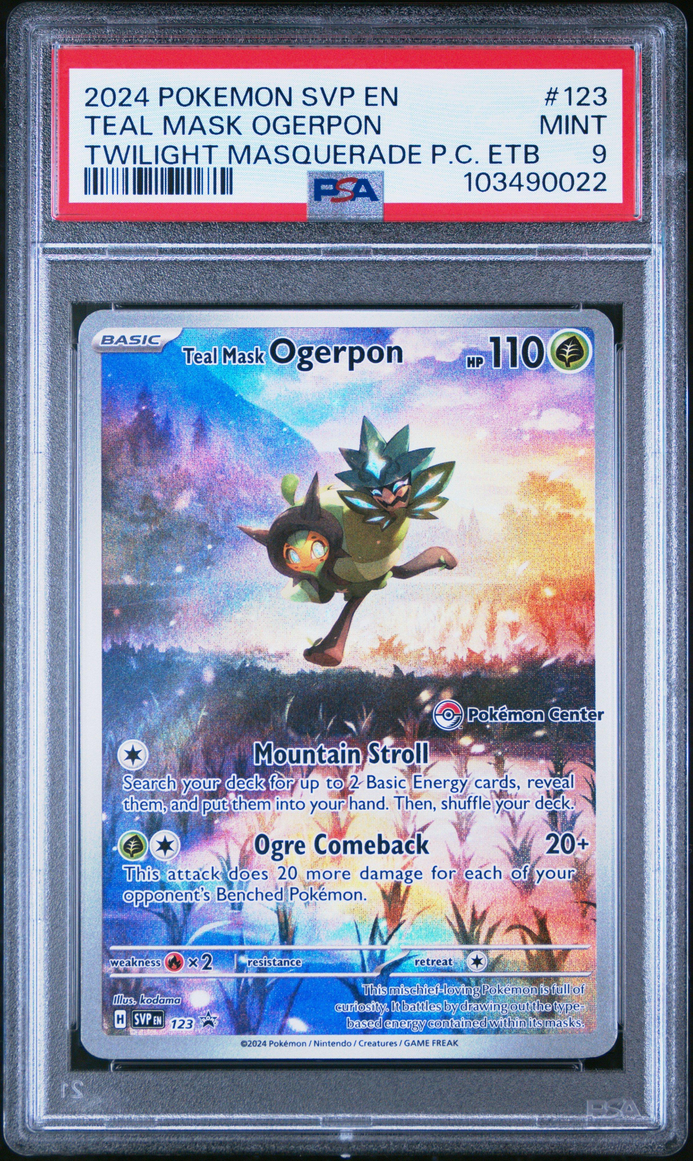 2024 Pokemon Svp En-sv Black Star Promo 123 Teal Mask Ogerpon Twilight Masquerade Pokemon Center Elite Trainer Box PSA