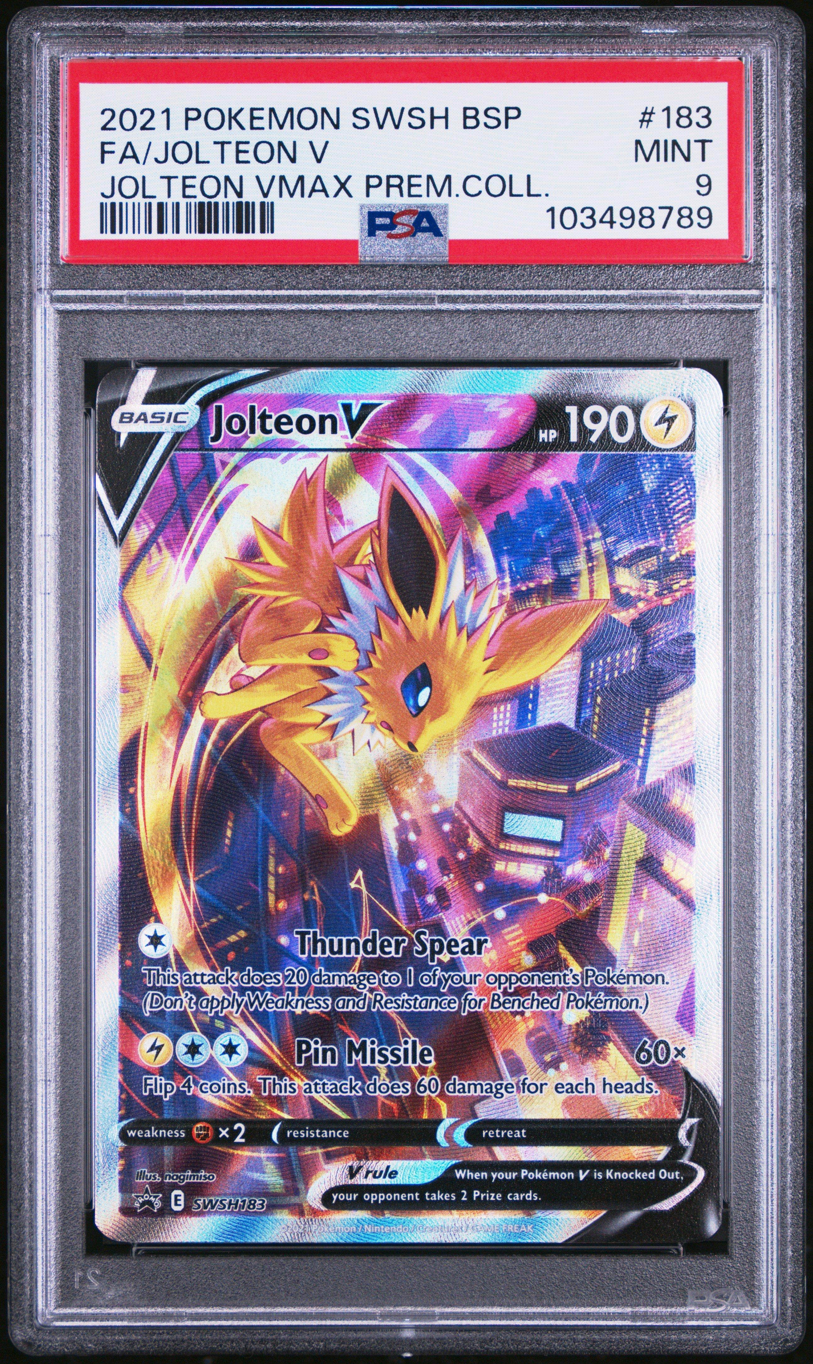 2021 Pokemon Swsh Black Star Promo 183 Full Art/jolteon V Jolteon Vmax Premium Collection PSA