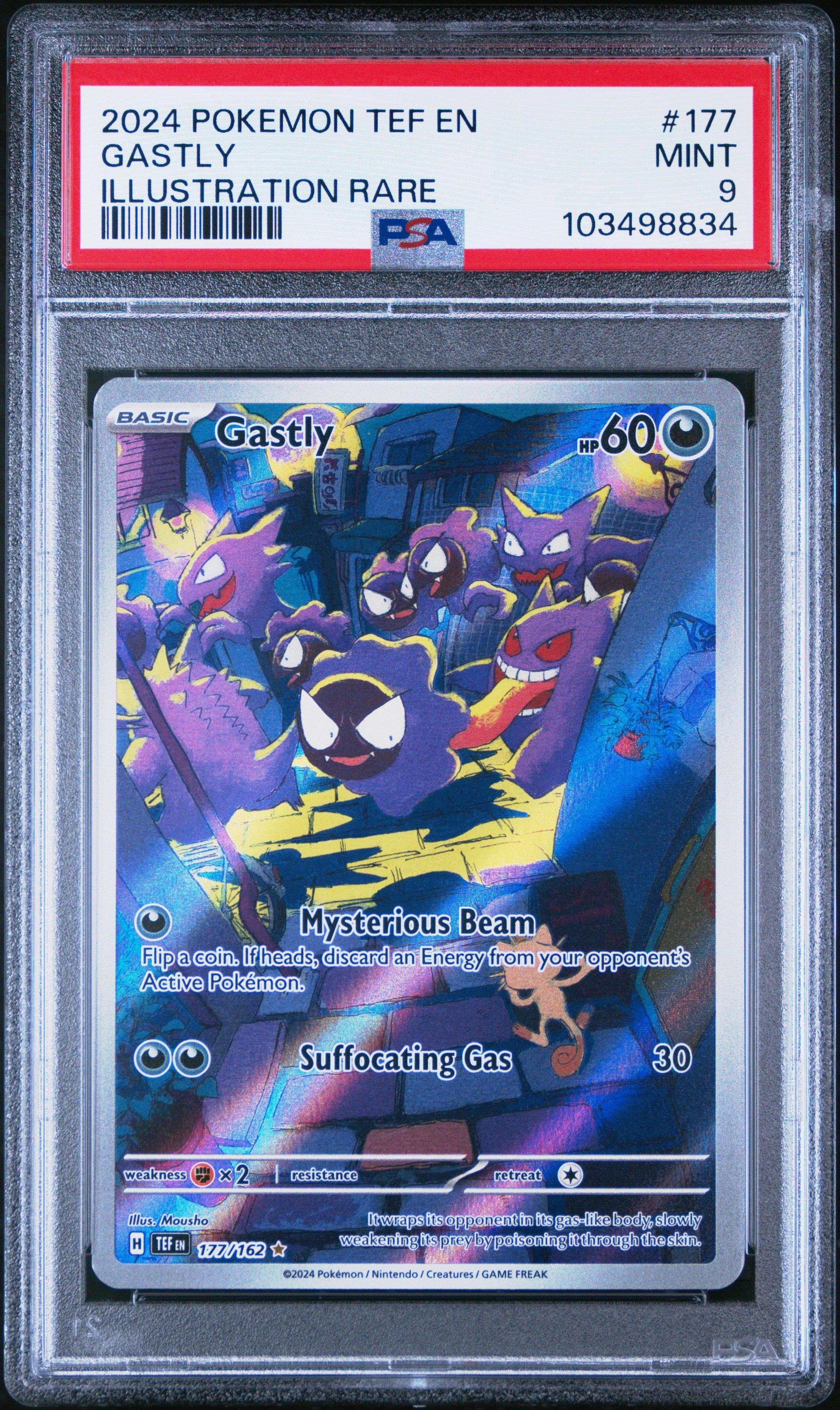 2024 Pokemon Tef En-temporal Forces 177 Gastly Illustration Rare PSA