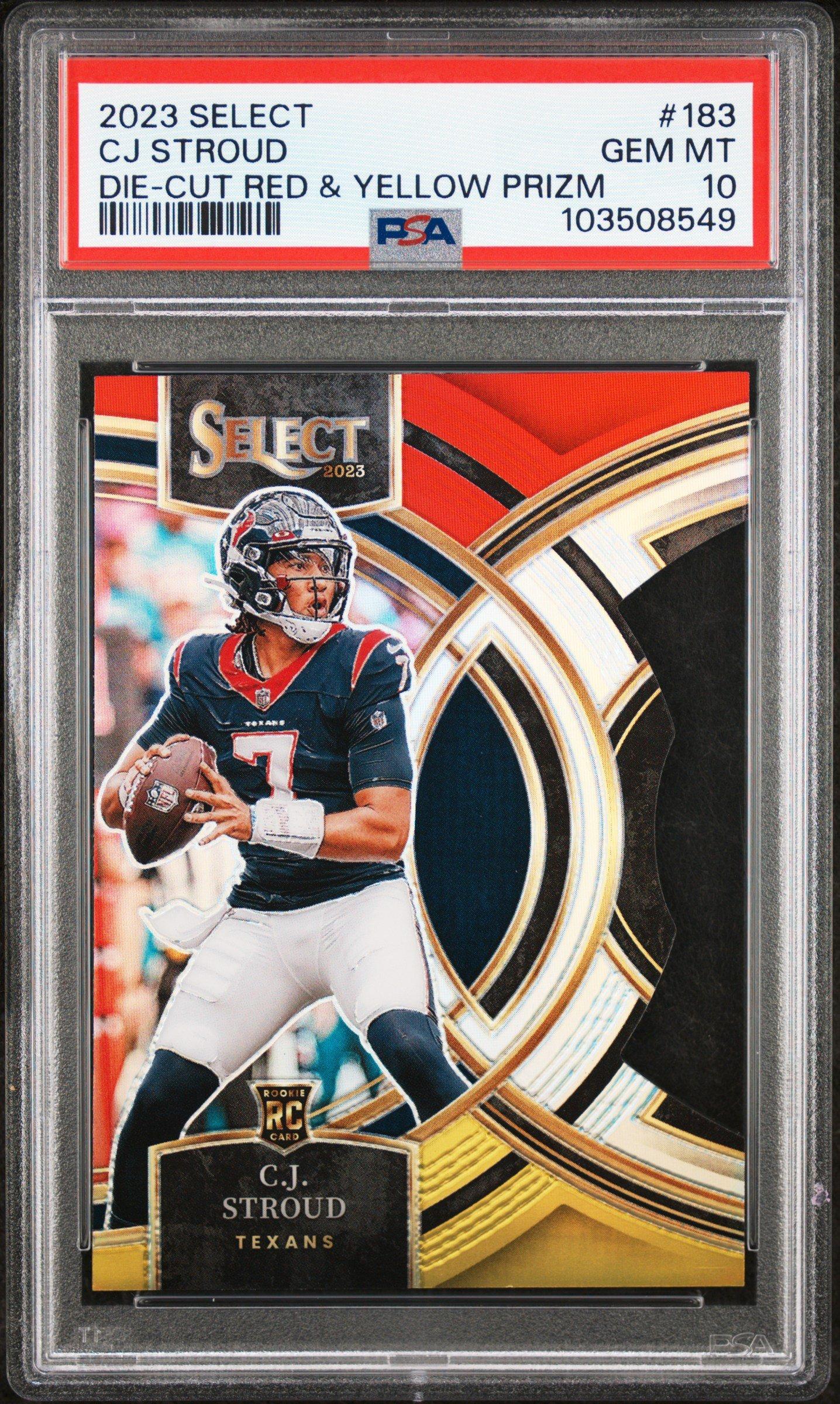2023 Panini Select Cj Stroud Die-cut Red & Yellow Prizm PSA
