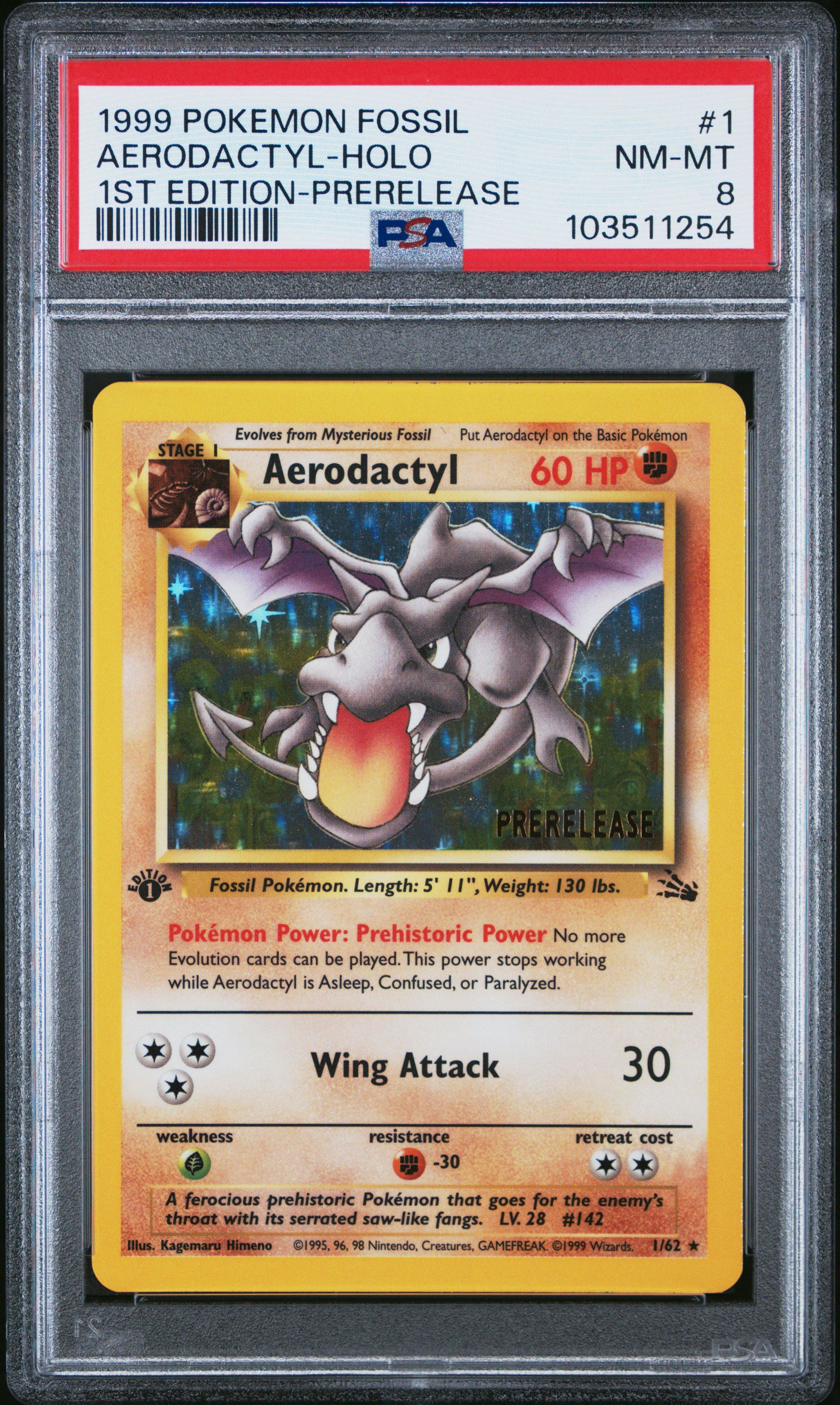 1999 Pokemon Fossil 1 Aerodactyl-holo 1st Edition-prerelease PSA