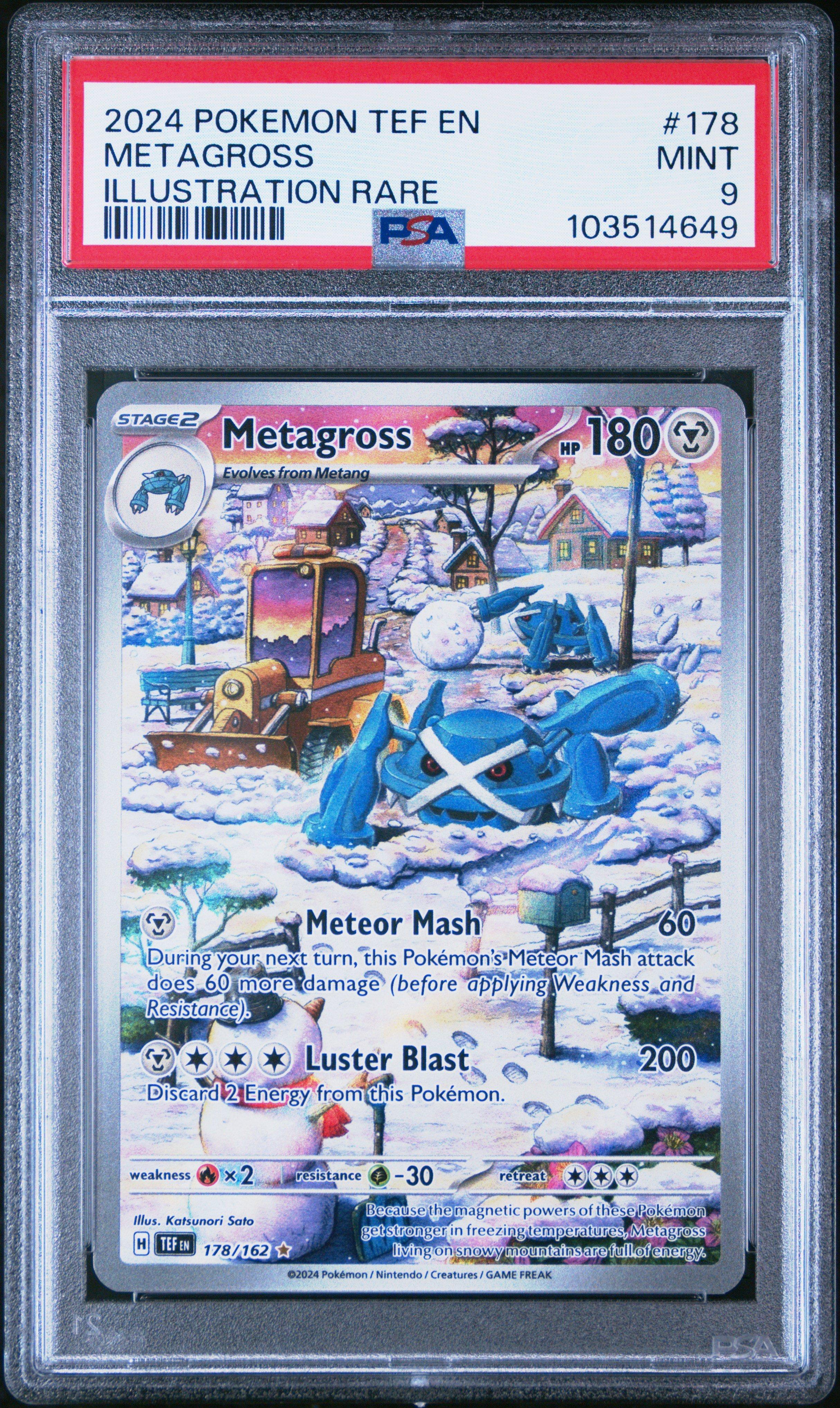 2024 Pokemon Tef En-temporal Forces 178 Metagross Illustration Rare PSA
