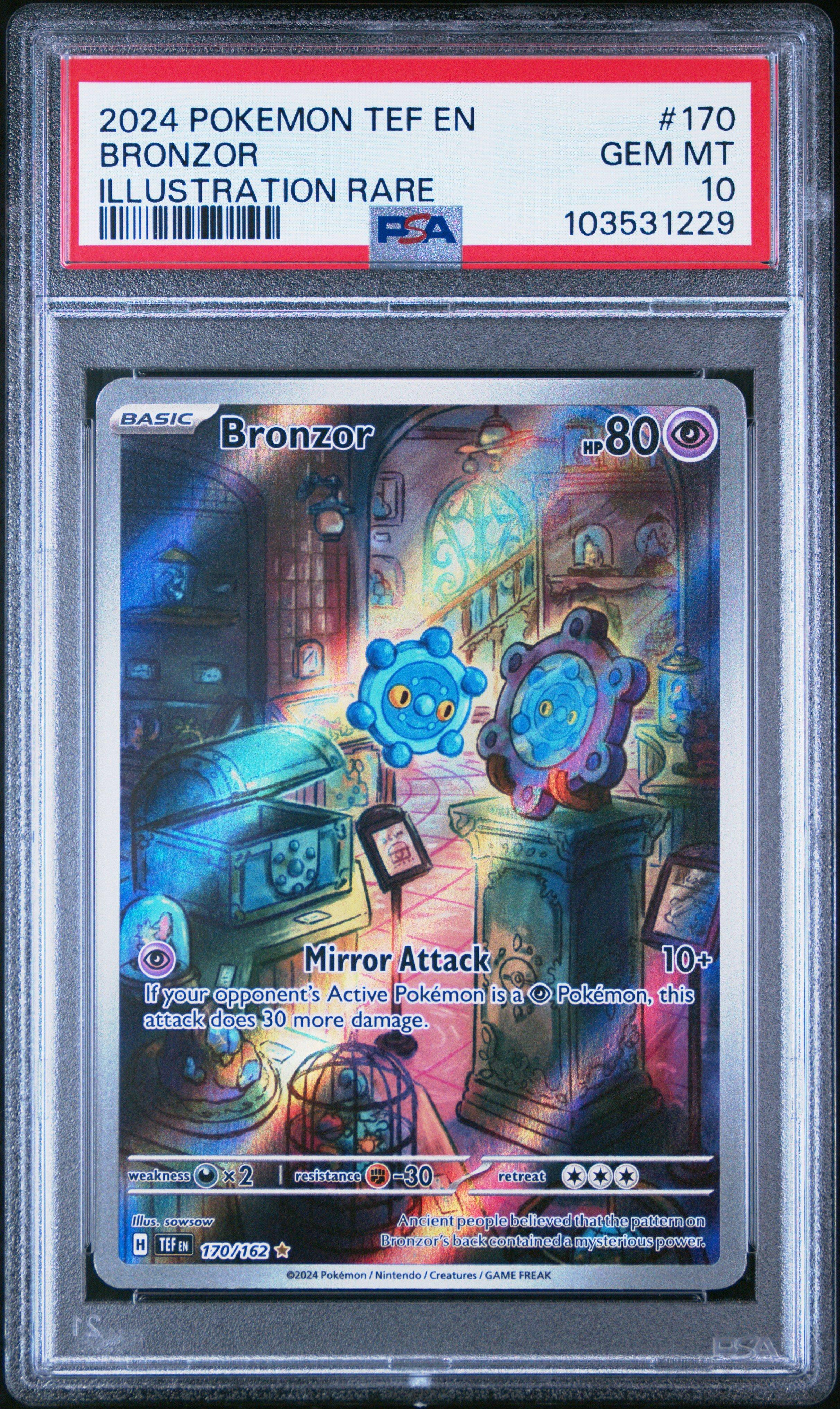 2024 Pokemon Tef En-temporal Forces 170 Bronzor Illustration Rare PSA