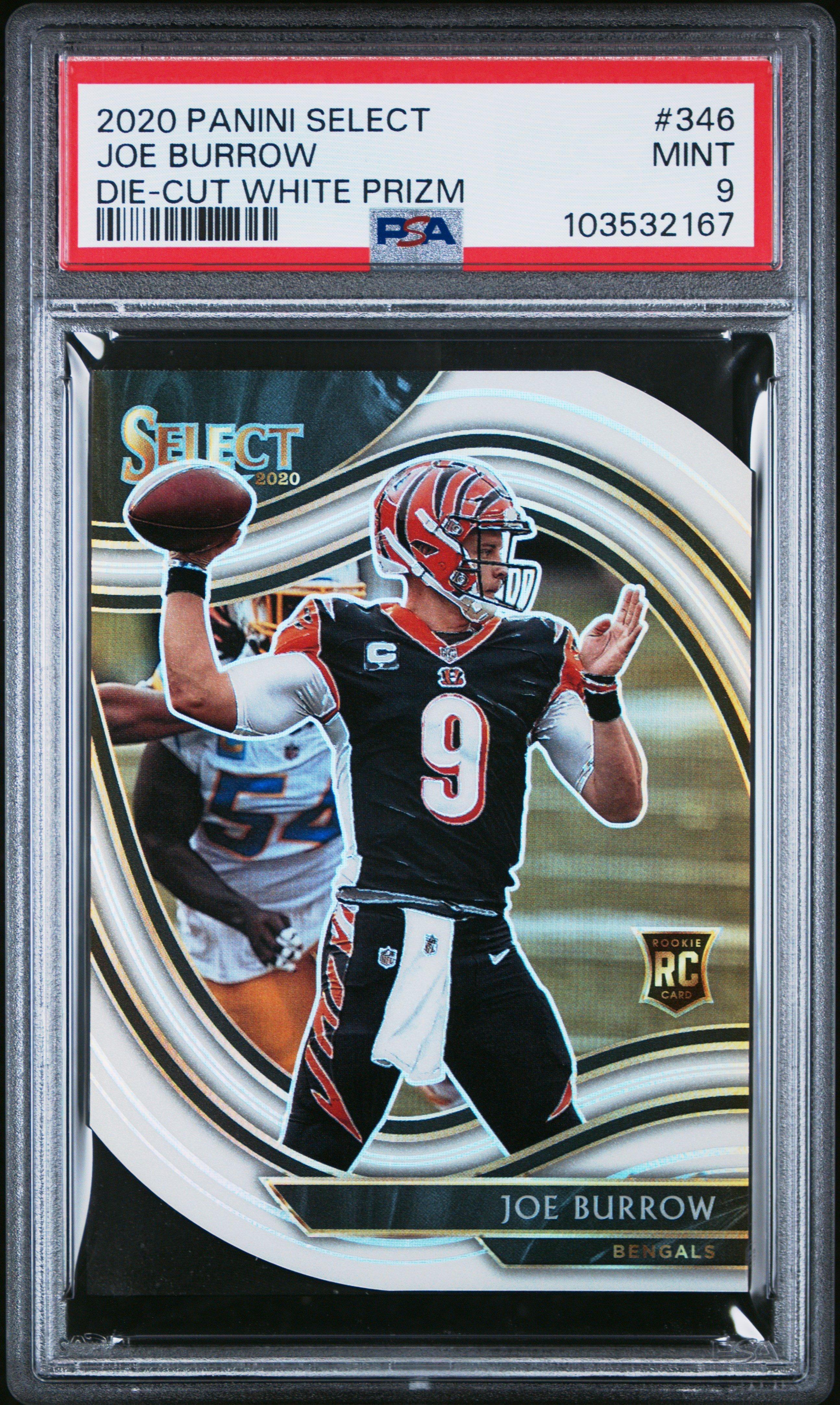 2020 Panini Select 346 Joe Burrow Die-cut Prizm PSA