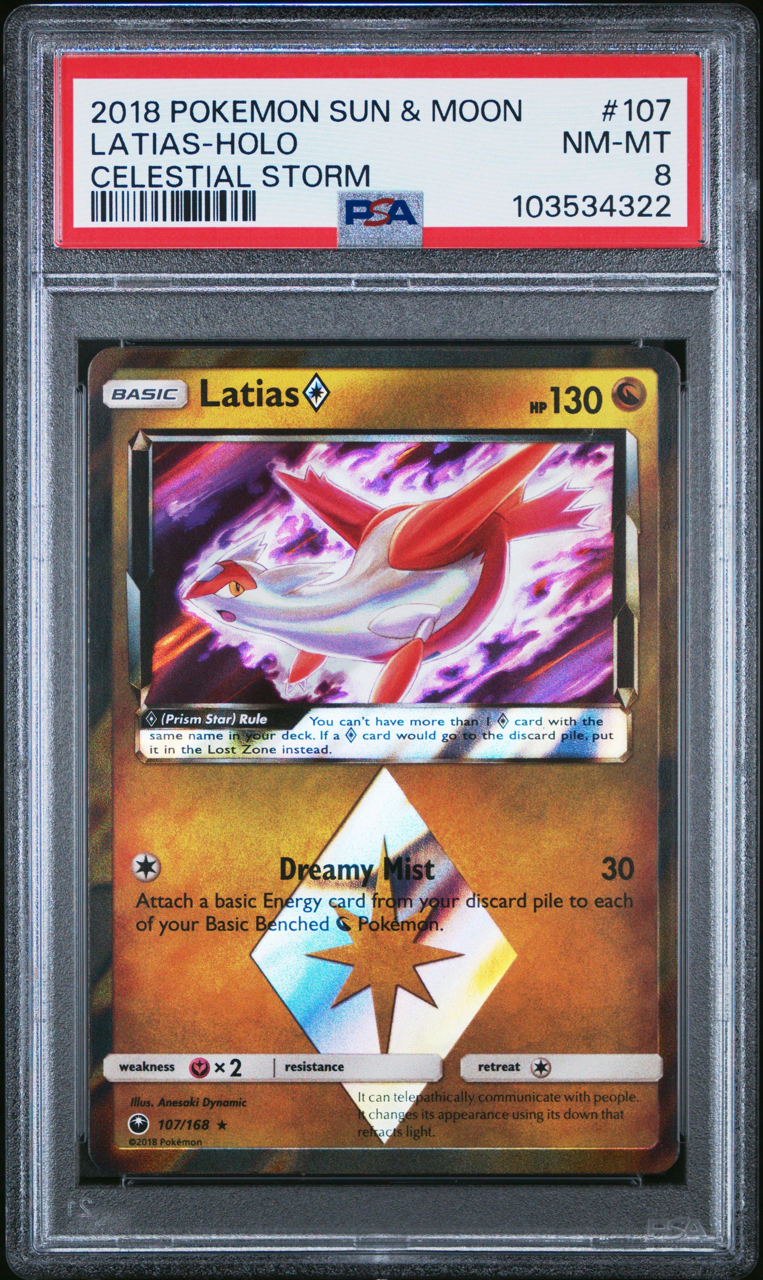 2018 Pokemon Sun & Moon Celestial Storm 107 Latias-holo PSA